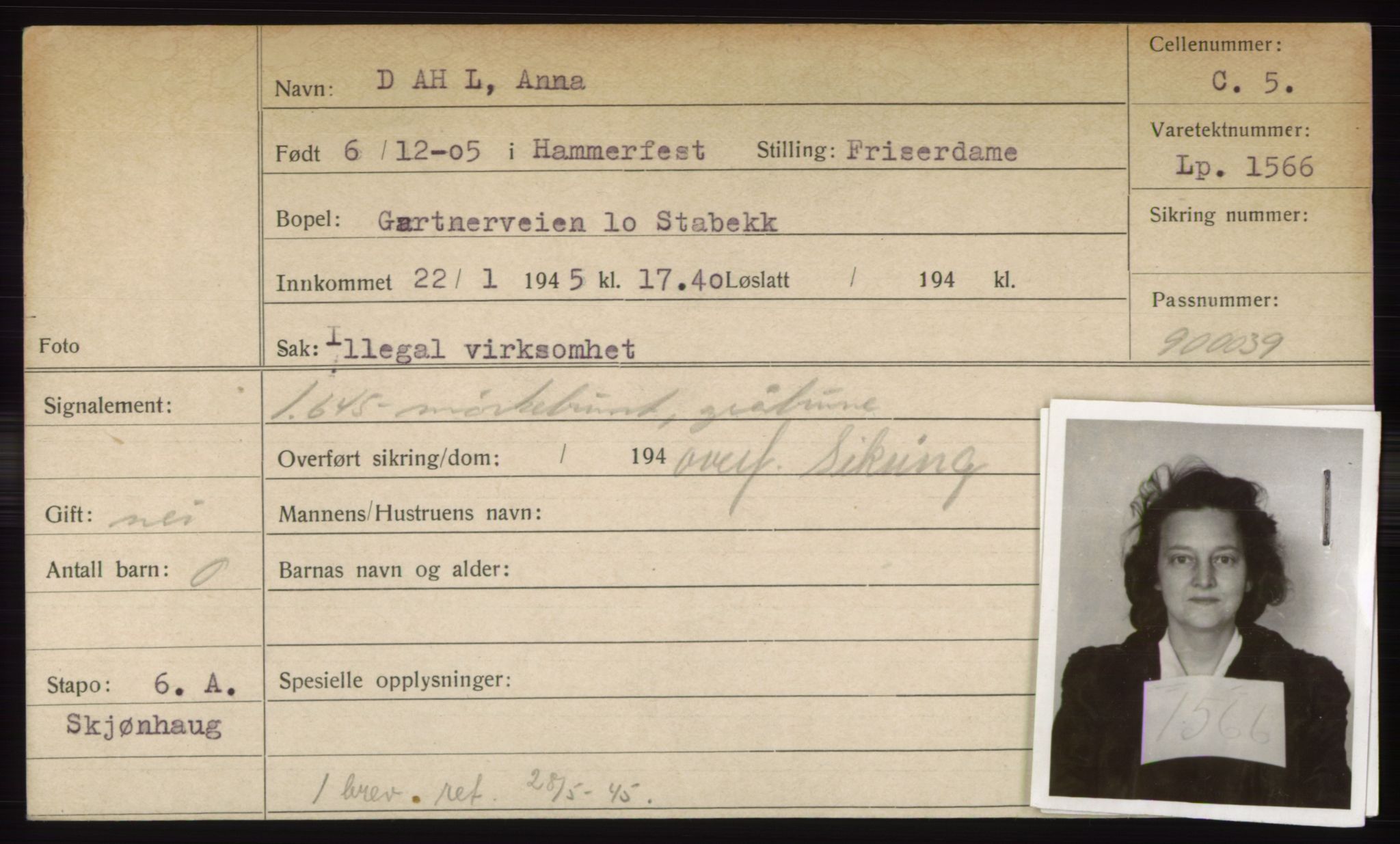 Statspolitiet - Hovedkontoret / Osloavdelingen, AV/RA-S-1329/C/Ck/Cke/L0002: Fangeregister; etternavn A - F, 1941-1945, p. 585