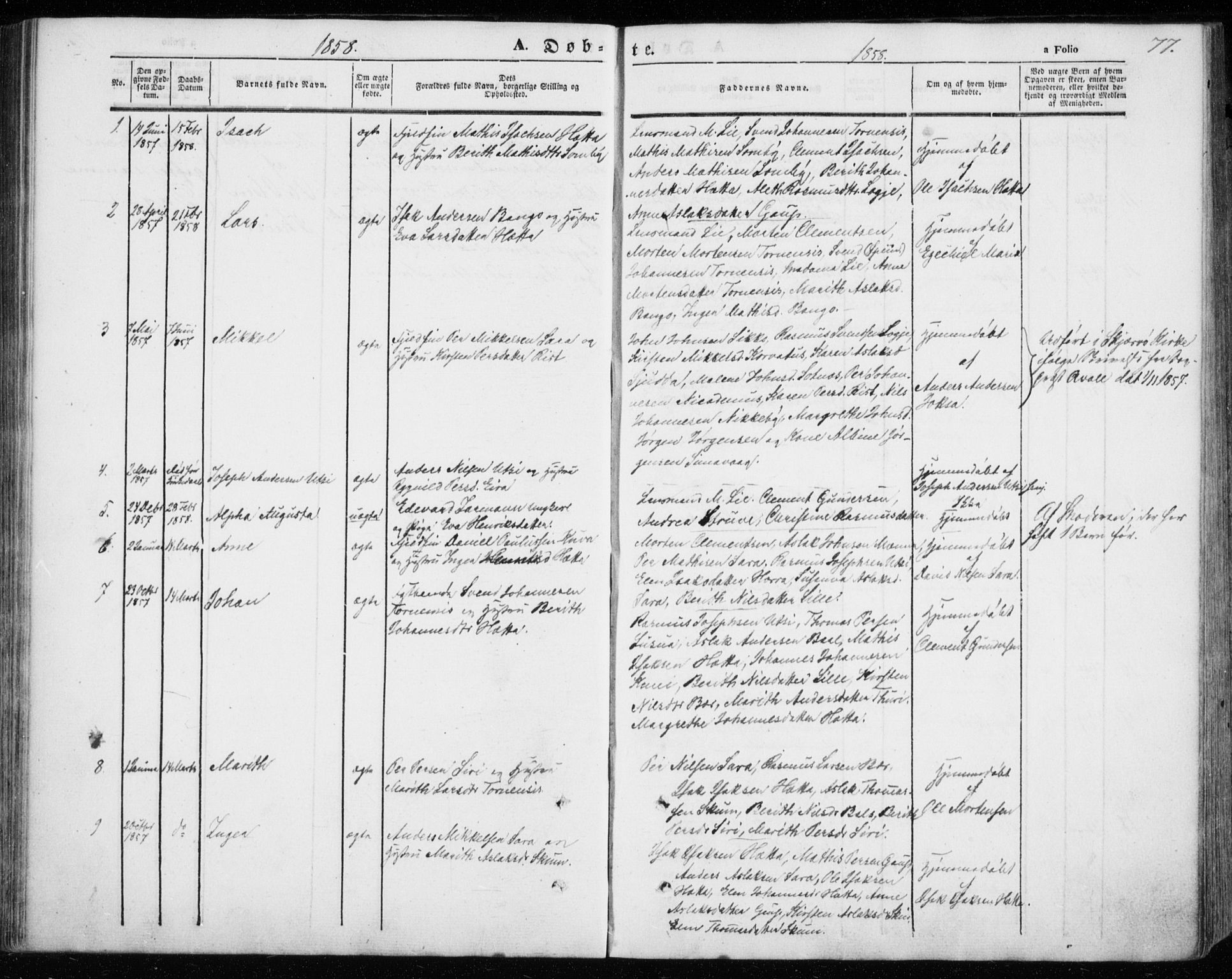 Kautokeino sokneprestembete, SATØ/S-1340/H/Ha/L0002.kirke: Parish register (official) no. 2, 1843-1861, p. 77
