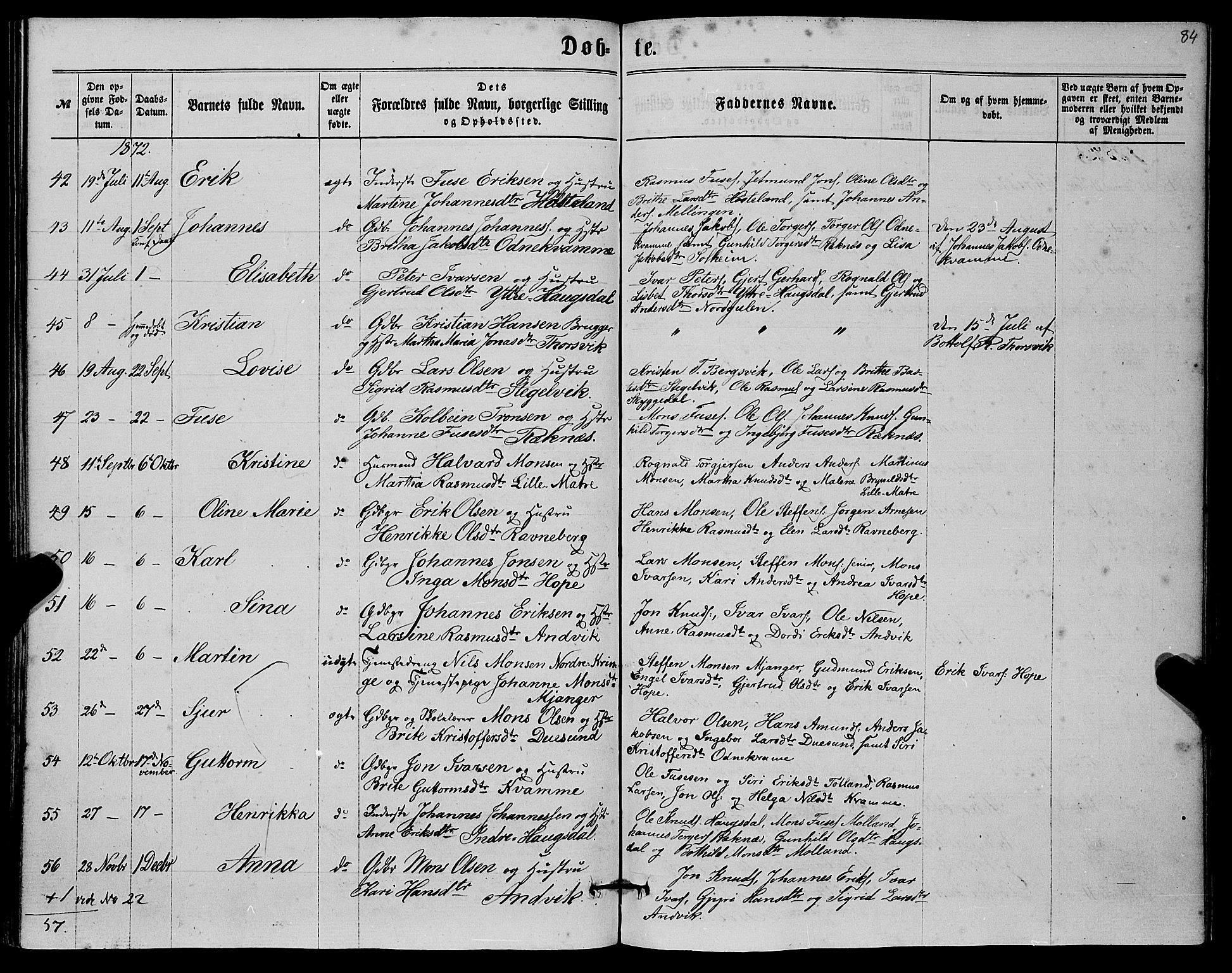 Masfjorden Sokneprestembete, AV/SAB-A-77001: Parish register (copy) no. A 1, 1851-1875, p. 84