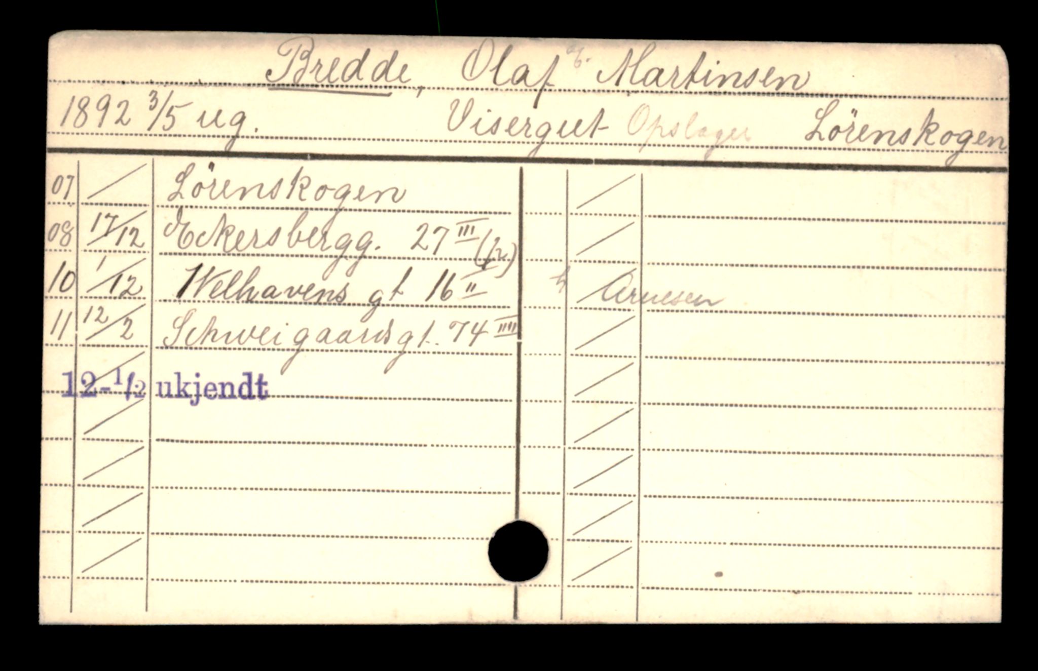 Oslo folkeregister, Registerkort, SAO/A-11715/D/Da/L0012: Menn: Bredde Kristian - Bull Mathias, 1906-1919