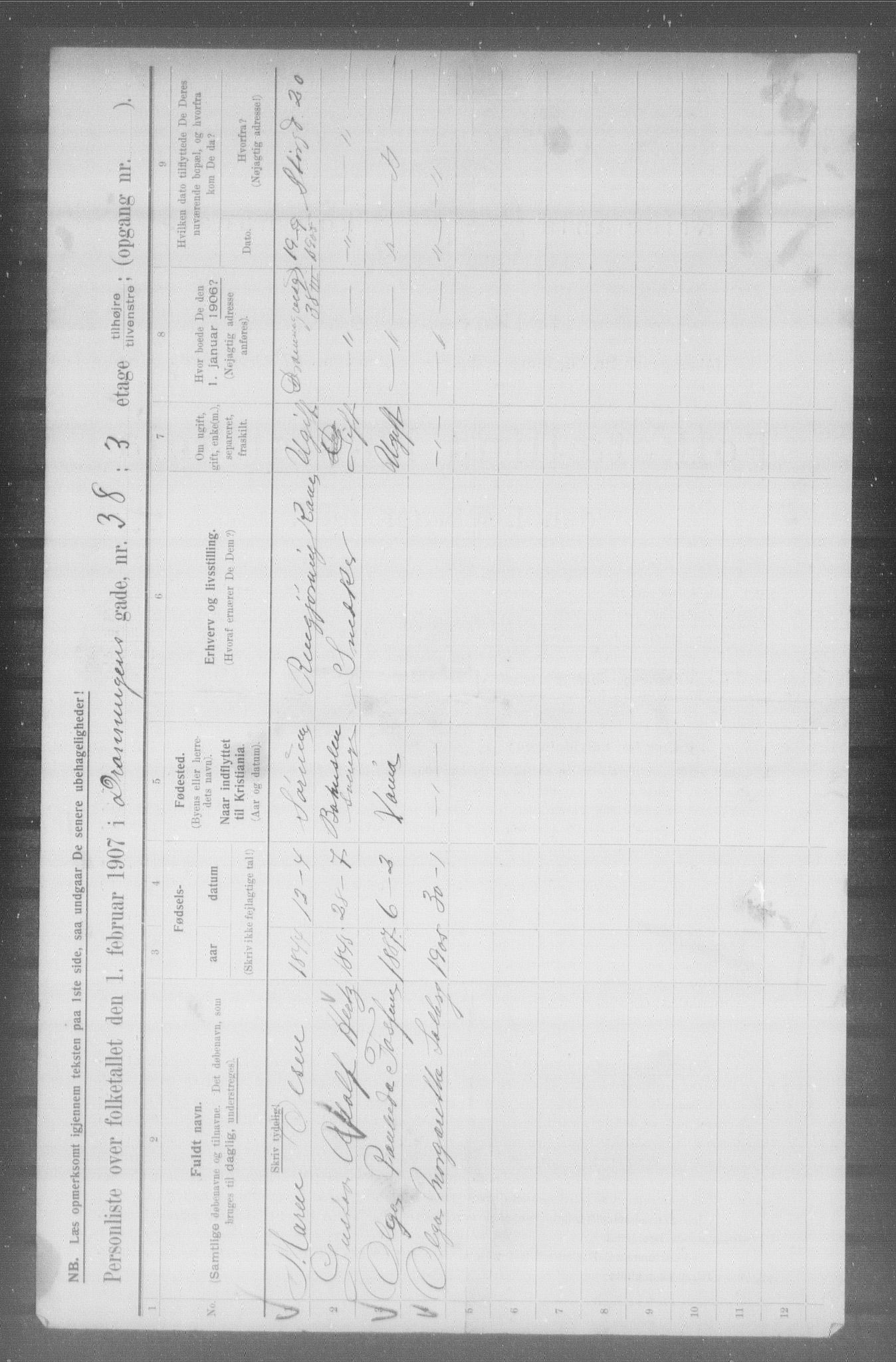 OBA, Municipal Census 1907 for Kristiania, 1907, p. 8869