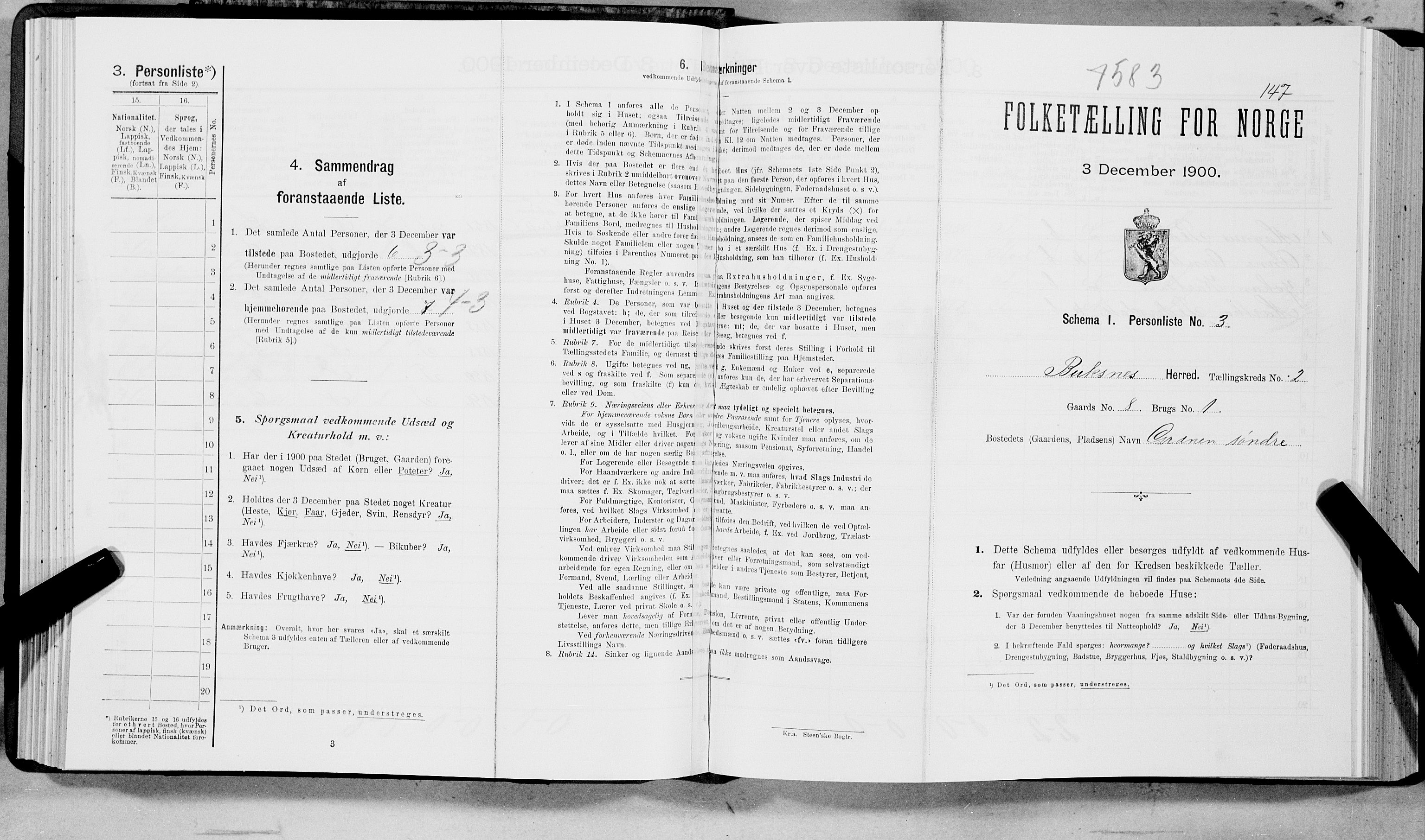 SAT, 1900 census for Buksnes, 1900, p. 148