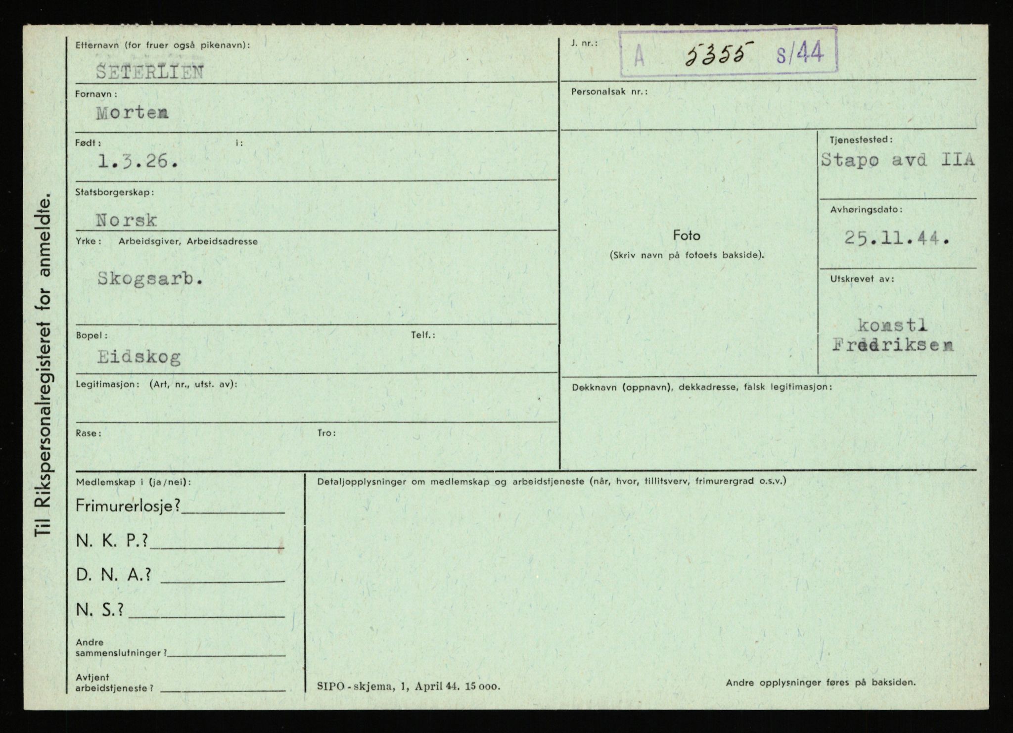 Statspolitiet - Hovedkontoret / Osloavdelingen, AV/RA-S-1329/C/Ca/L0014: Seterlien - Svartås, 1943-1945, p. 6