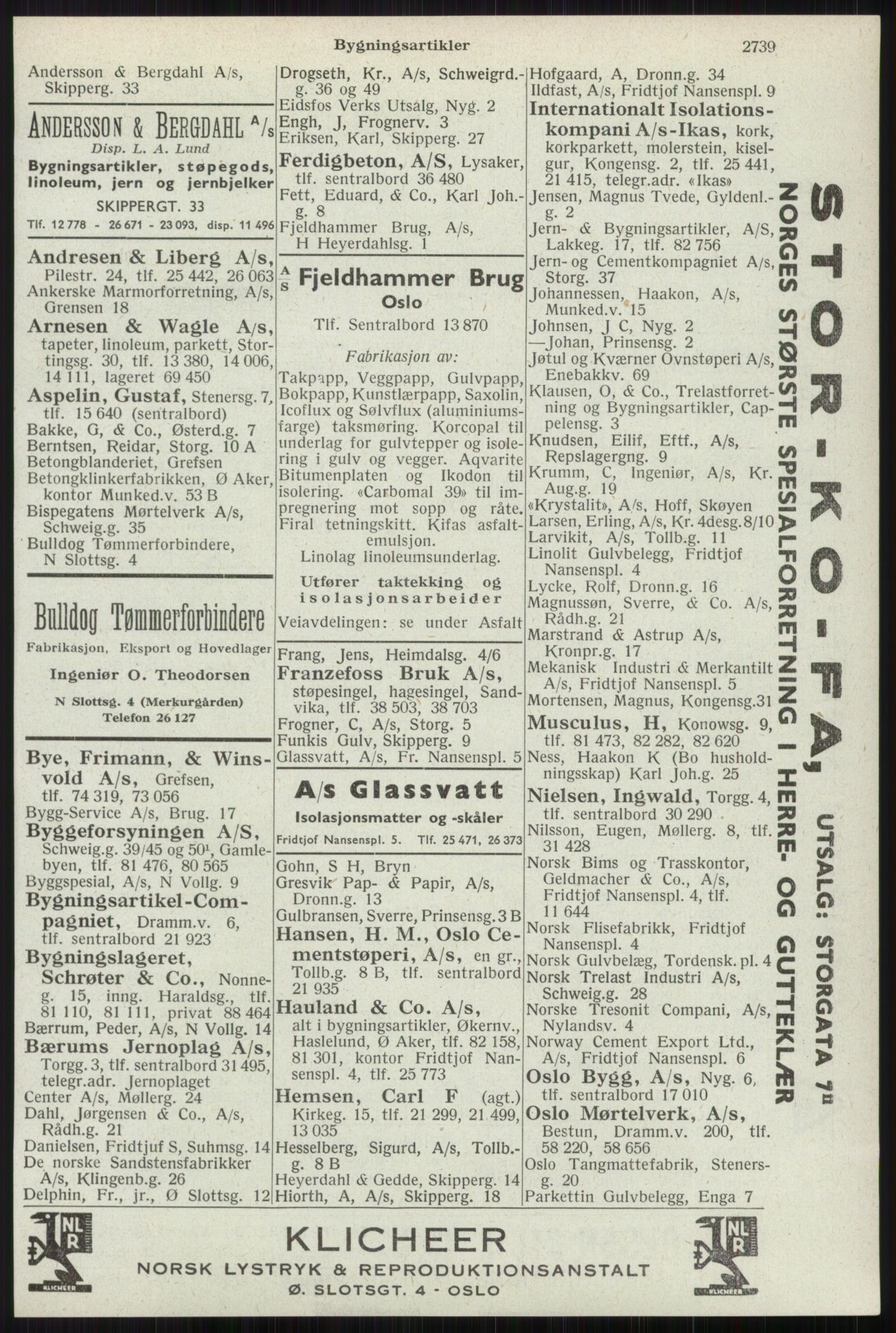 Kristiania/Oslo adressebok, PUBL/-, 1941, p. 2739