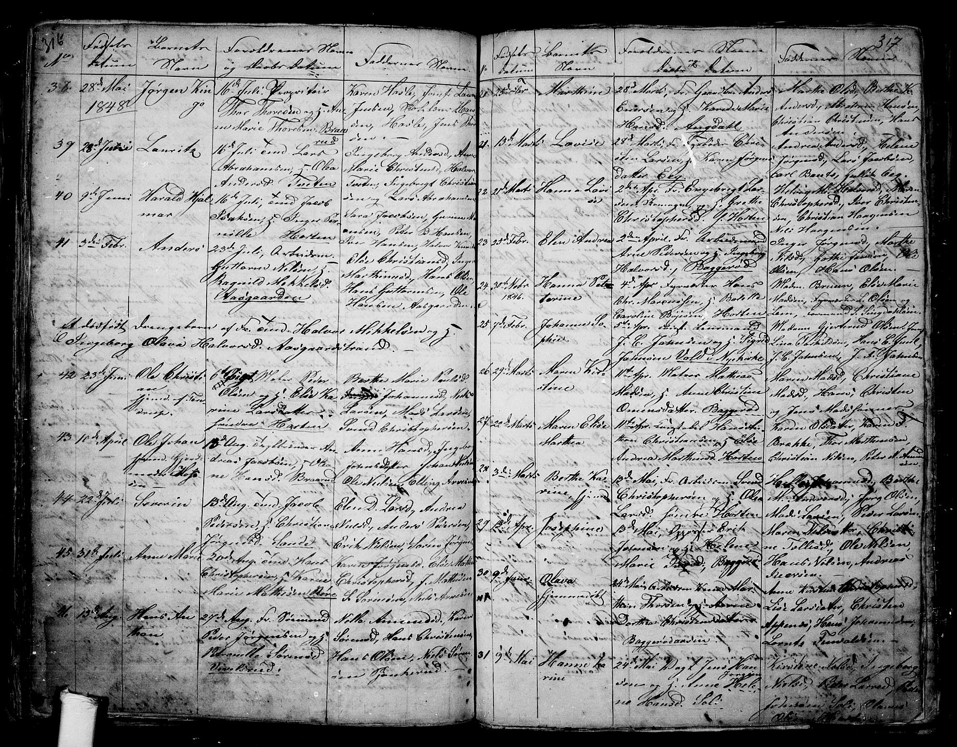 Borre kirkebøker, AV/SAKO-A-338/G/Ga/L0001: Parish register (copy) no. I 1, 1815-1851, p. 316-317