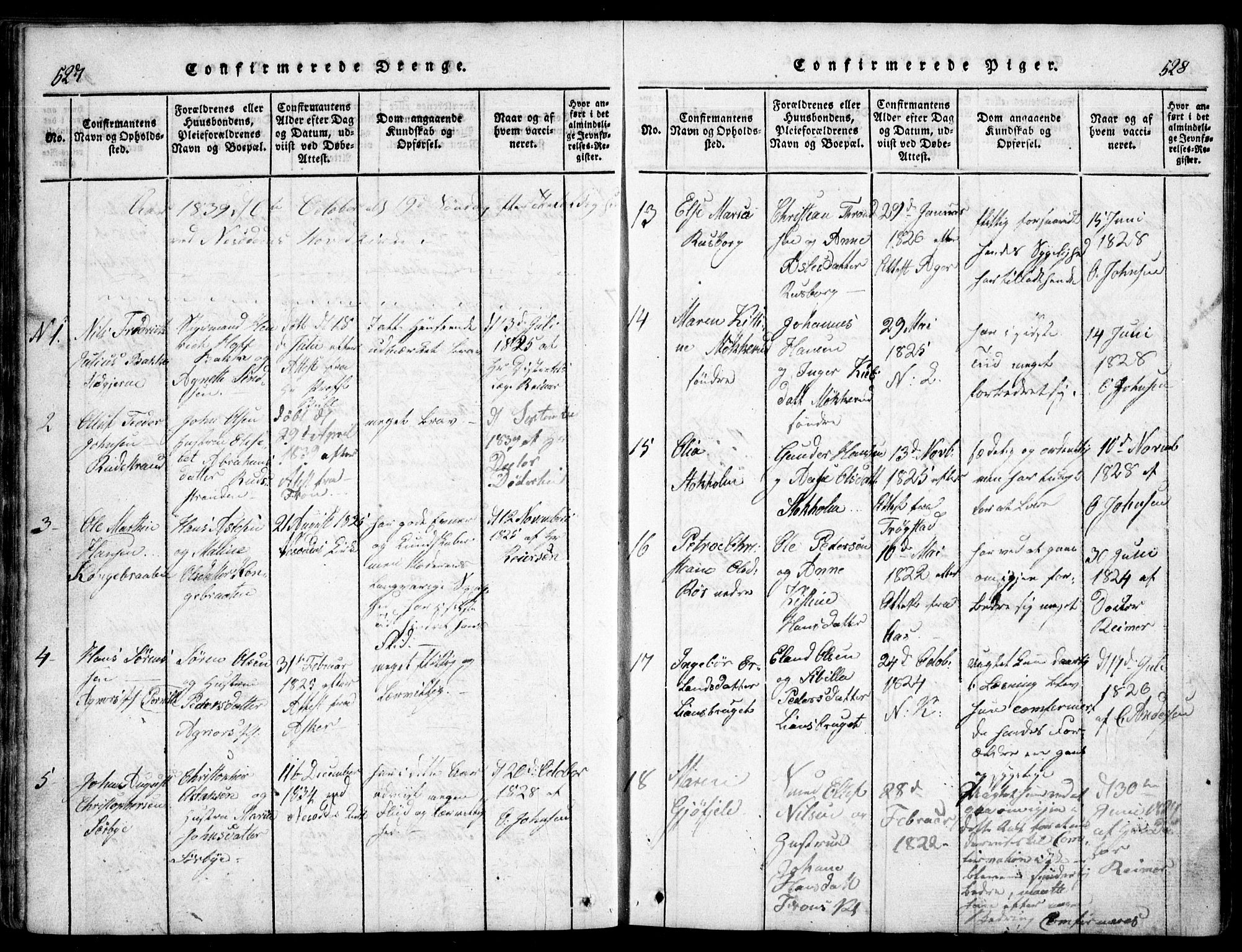 Nesodden prestekontor Kirkebøker, AV/SAO-A-10013/G/Ga/L0001: Parish register (copy) no. I 1, 1814-1847, p. 527-528