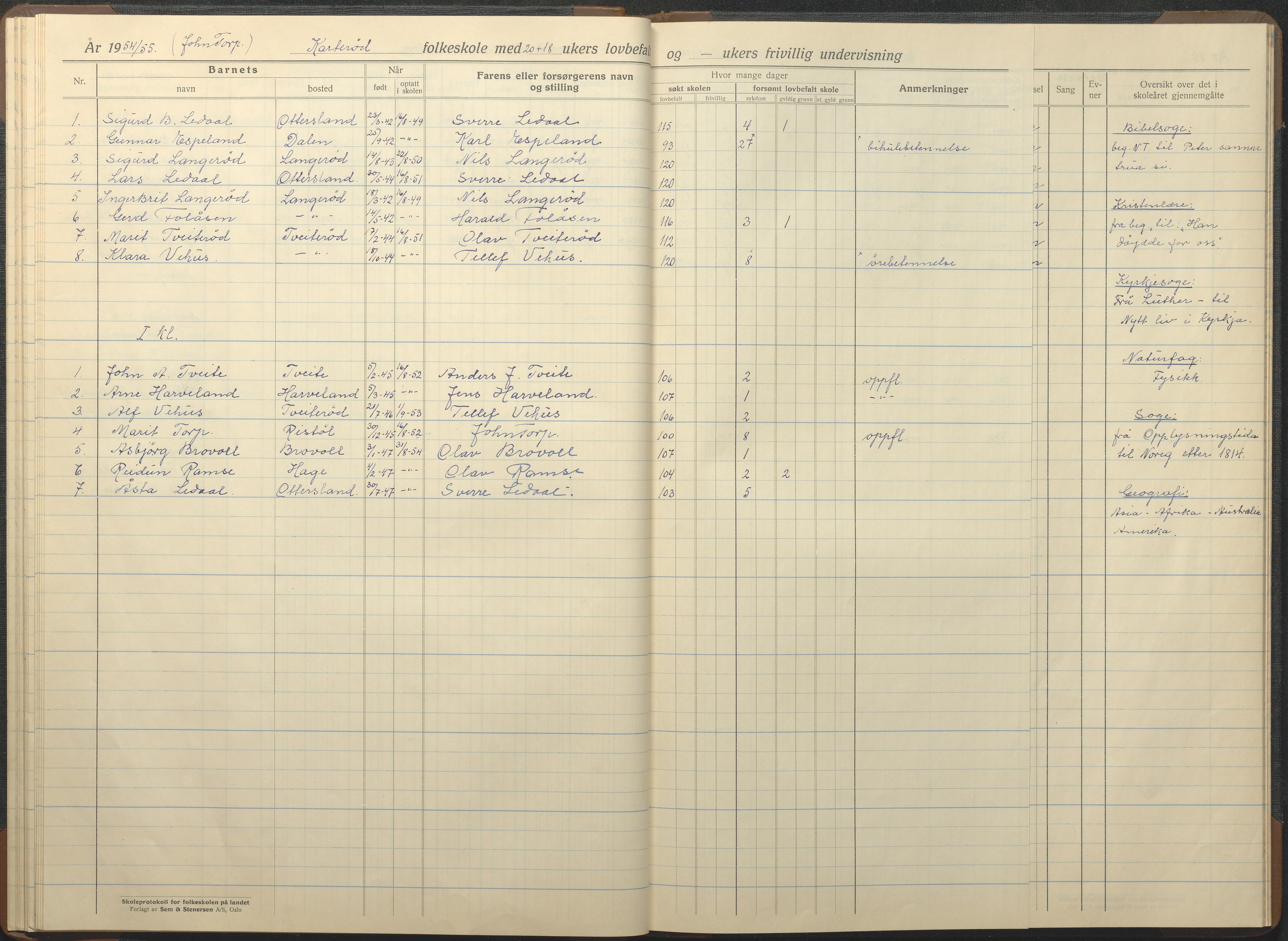 Austre Moland kommune, AAKS/KA0918-PK/09/09c/L0010: Skoleprotokoll, 1938-1955