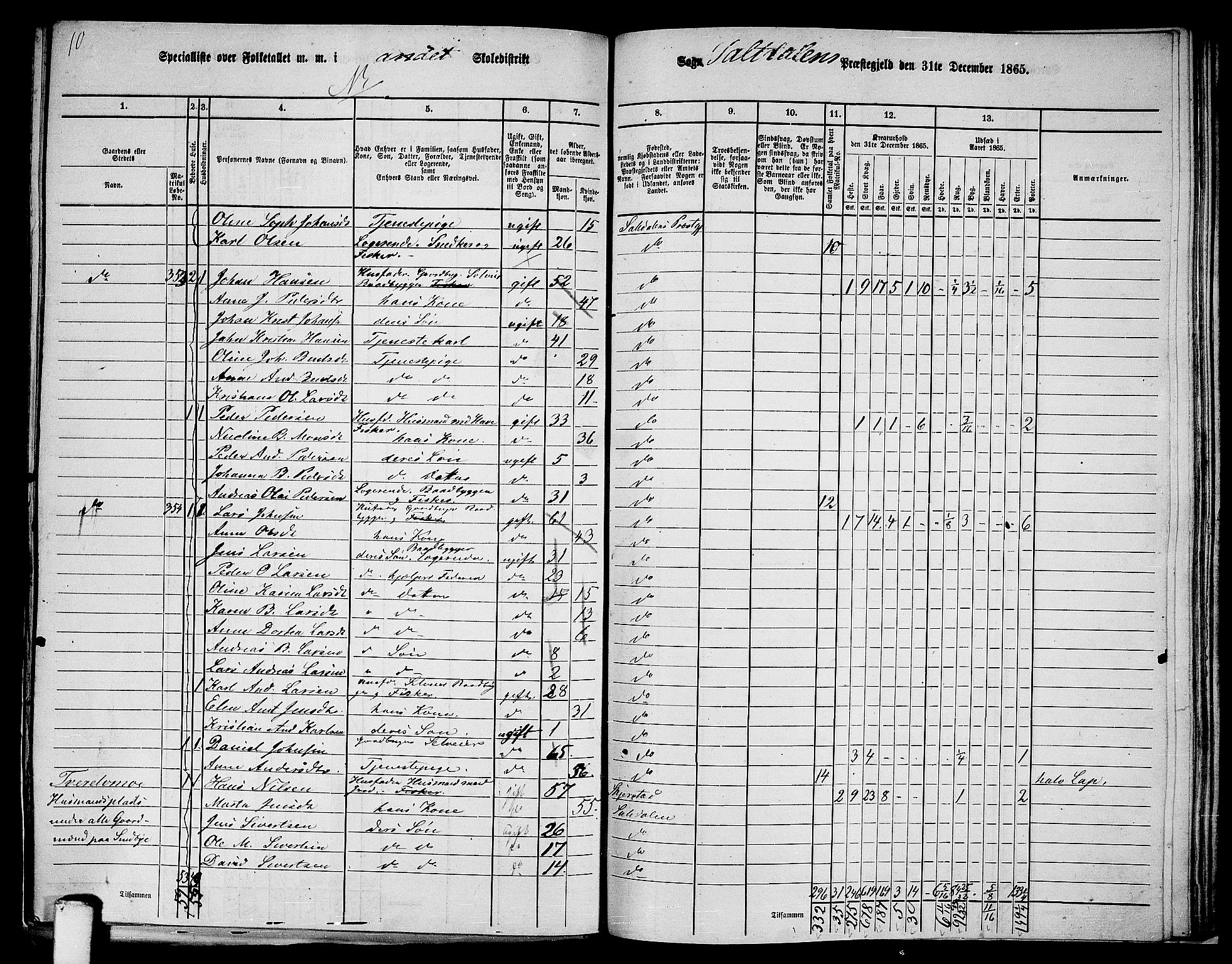 RA, 1865 census for Saltdal, 1865, p. 38