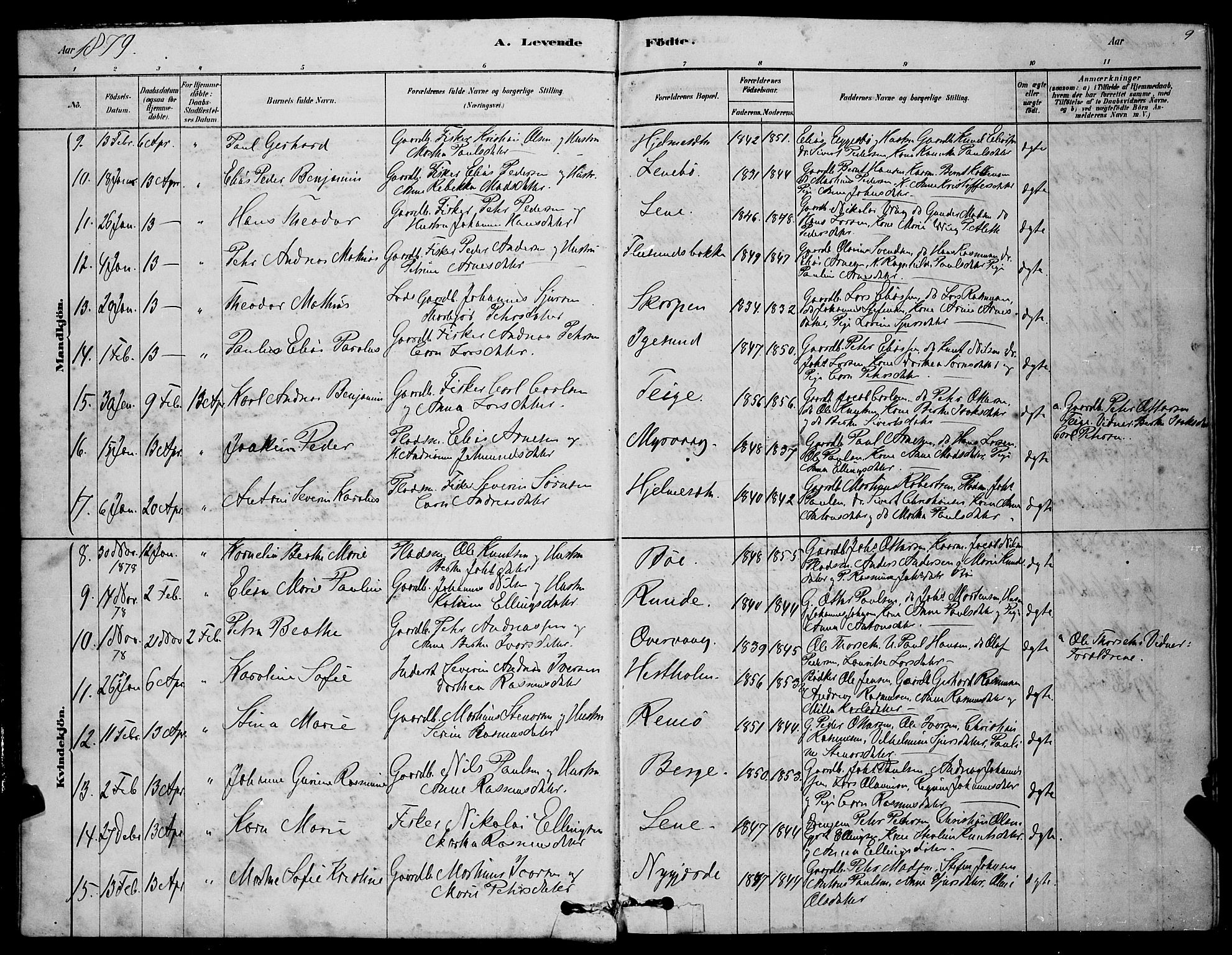 Ministerialprotokoller, klokkerbøker og fødselsregistre - Møre og Romsdal, AV/SAT-A-1454/507/L0081: Parish register (copy) no. 507C04, 1878-1898, p. 9