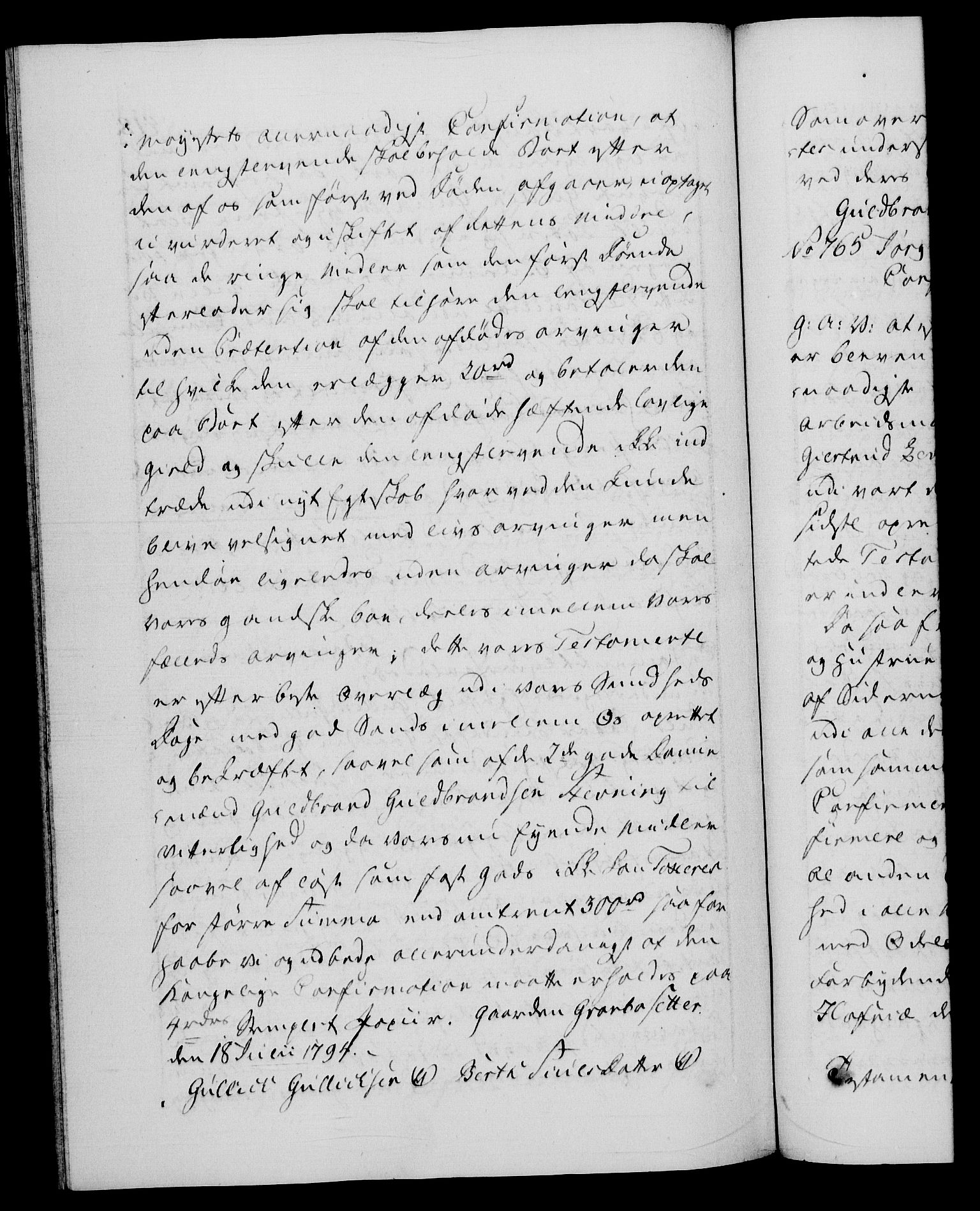 Danske Kanselli 1572-1799, AV/RA-EA-3023/F/Fc/Fca/Fcaa/L0055: Norske registre, 1794, p. 418b
