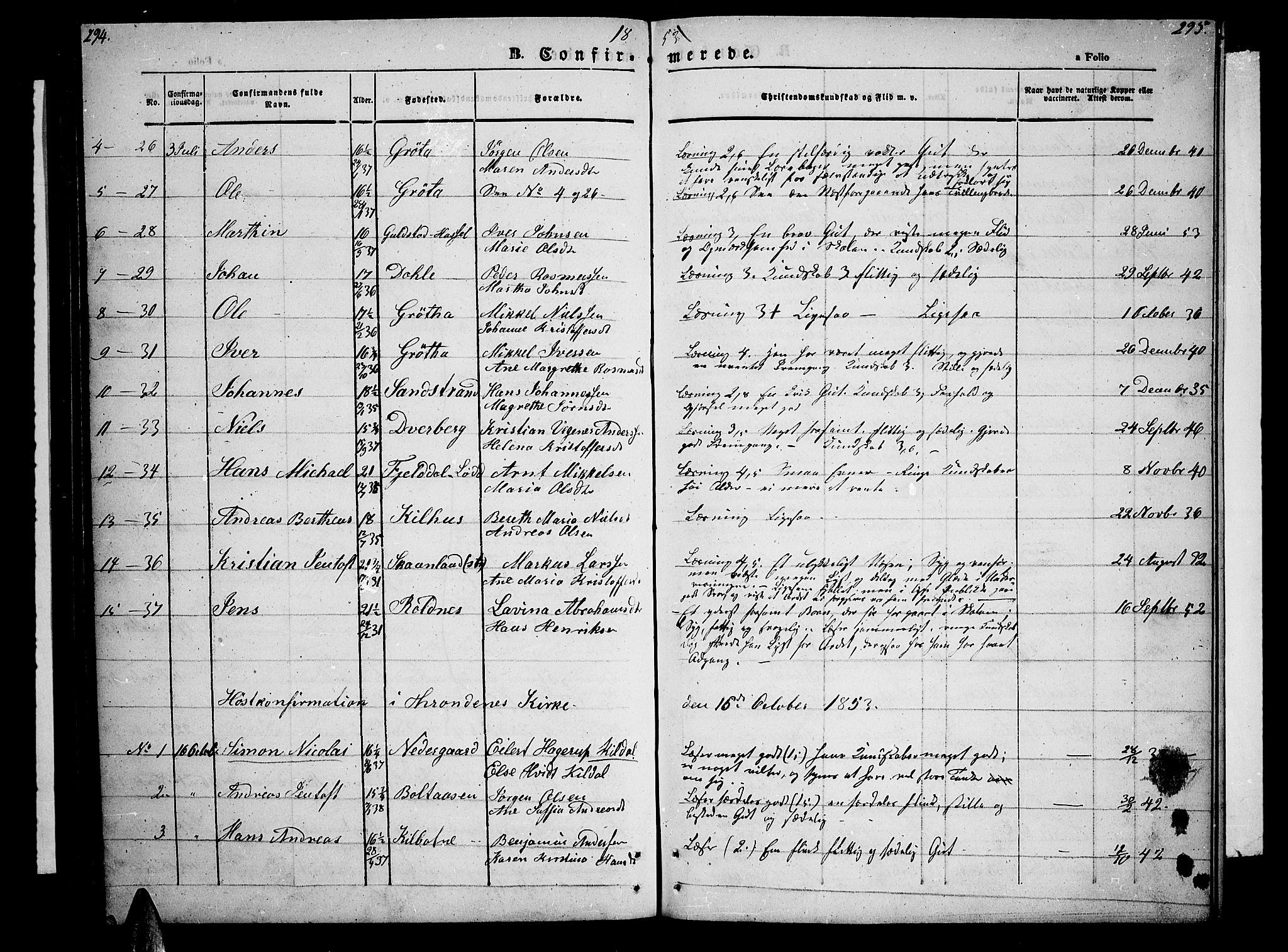 Trondenes sokneprestkontor, AV/SATØ-S-1319/H/Hb/L0006klokker: Parish register (copy) no. 6, 1845-1855, p. 294-295