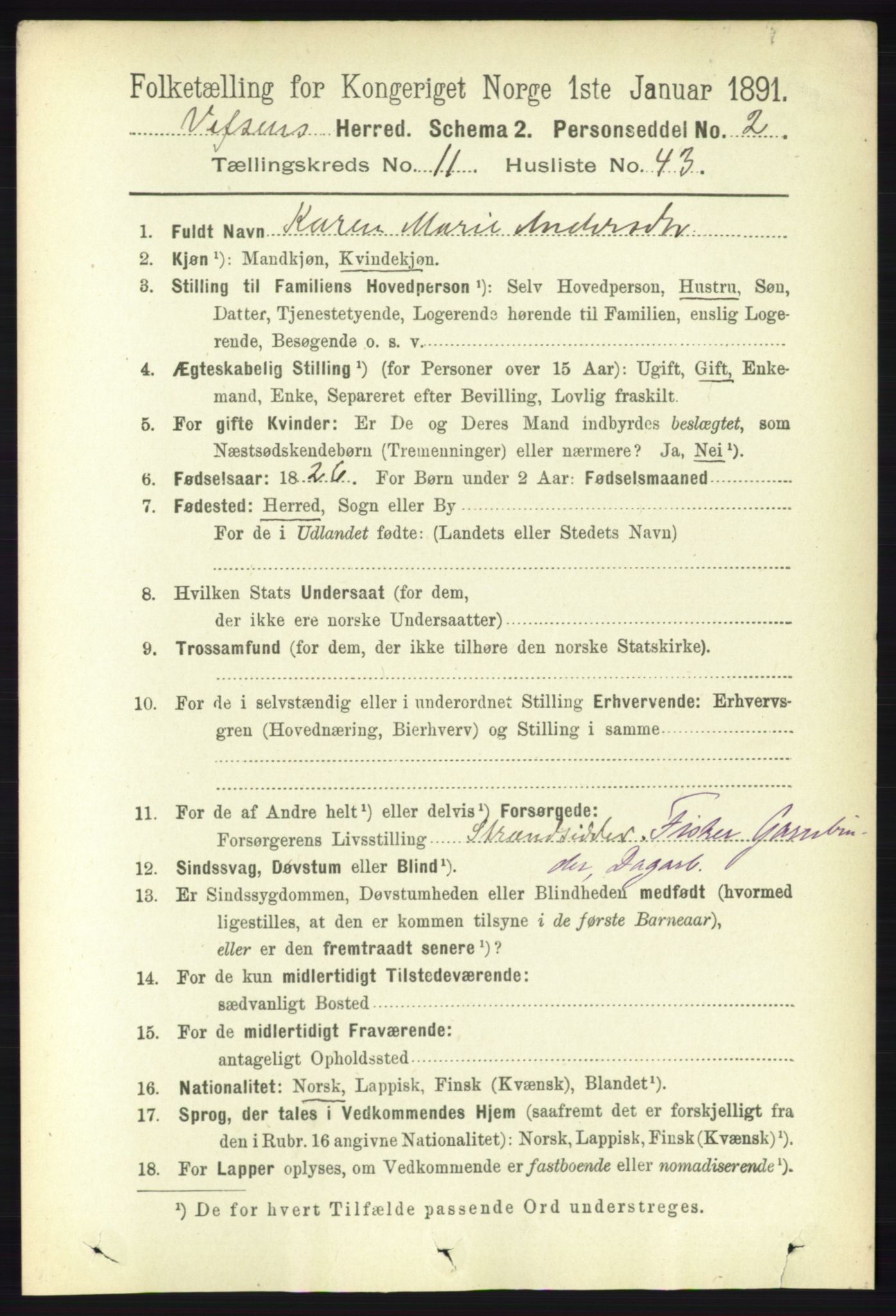 RA, 1891 census for 1824 Vefsn, 1891, p. 5902