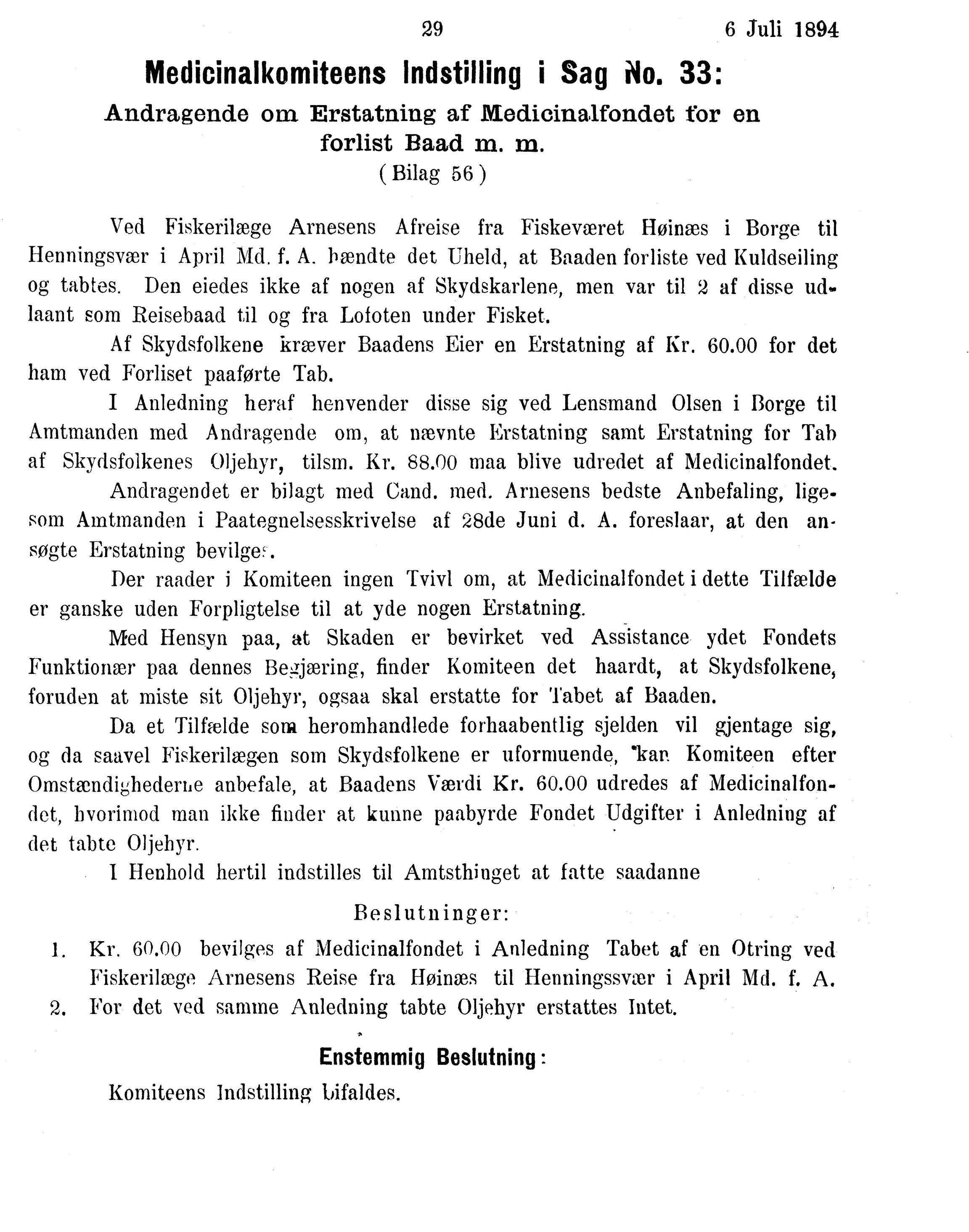 Nordland Fylkeskommune. Fylkestinget, AIN/NFK-17/176/A/Ac/L0017: Fylkestingsforhandlinger 1894, 1894