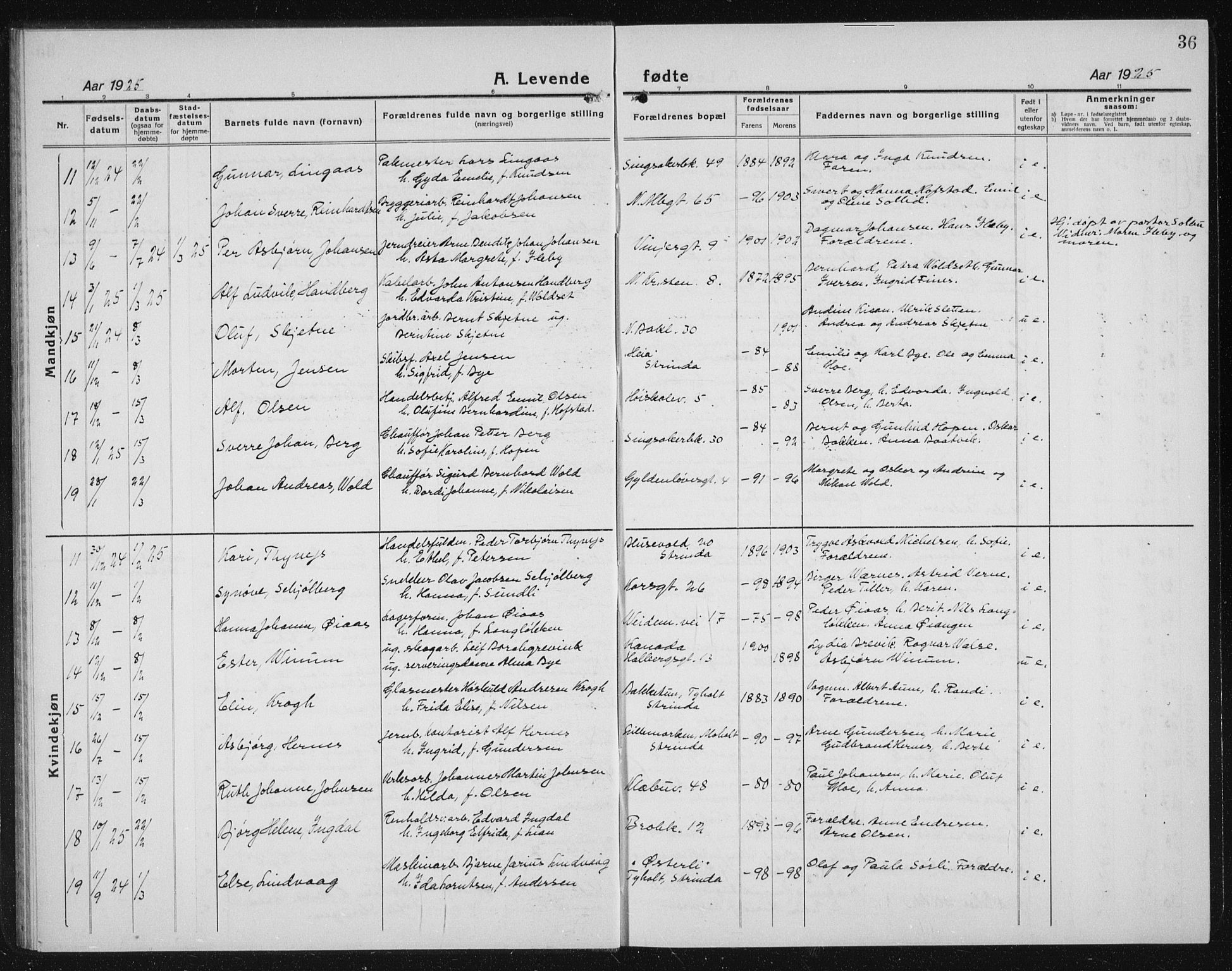 Ministerialprotokoller, klokkerbøker og fødselsregistre - Sør-Trøndelag, AV/SAT-A-1456/604/L0227: Parish register (copy) no. 604C10, 1923-1942, p. 36