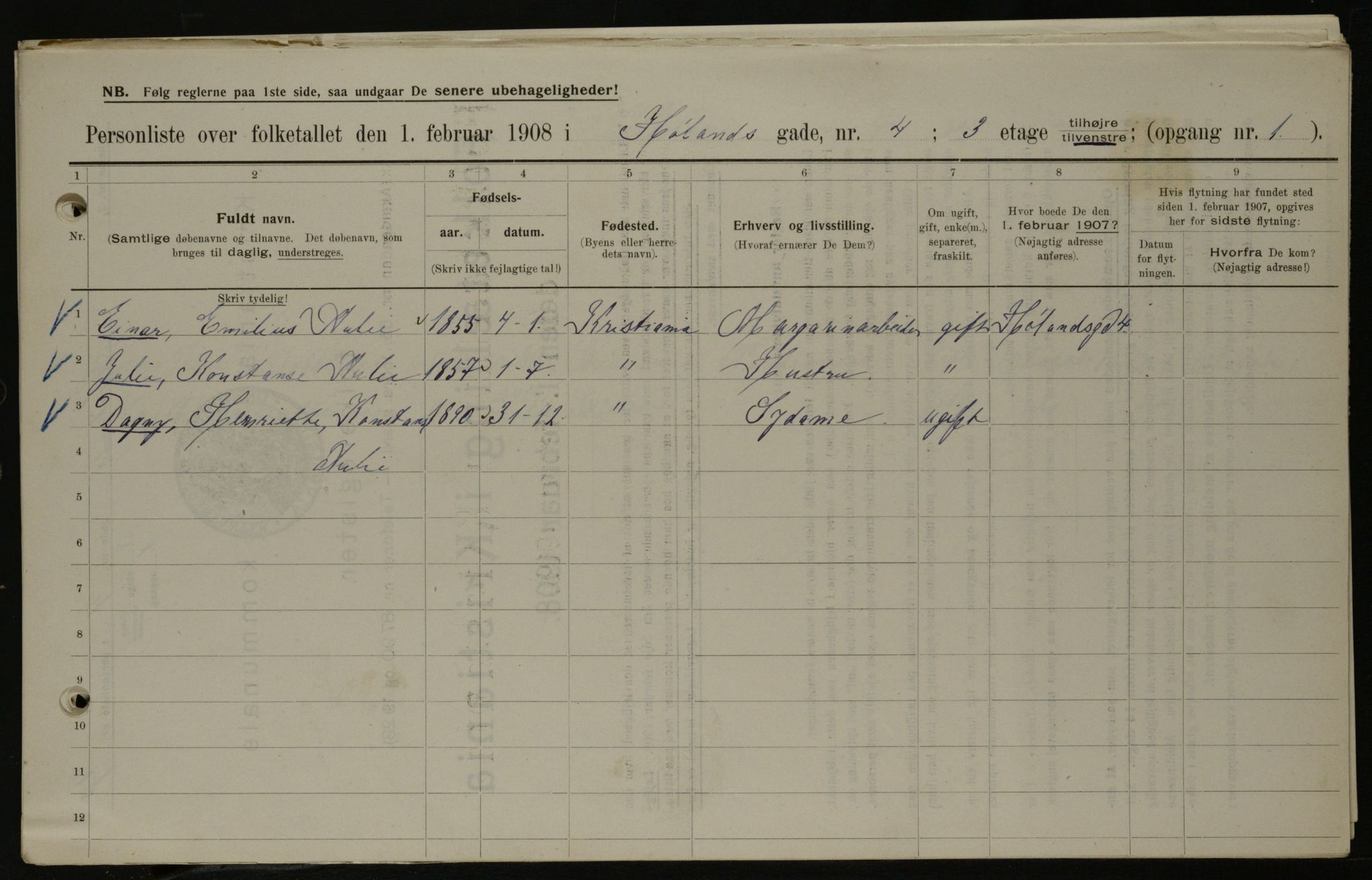 OBA, Municipal Census 1908 for Kristiania, 1908, p. 38034