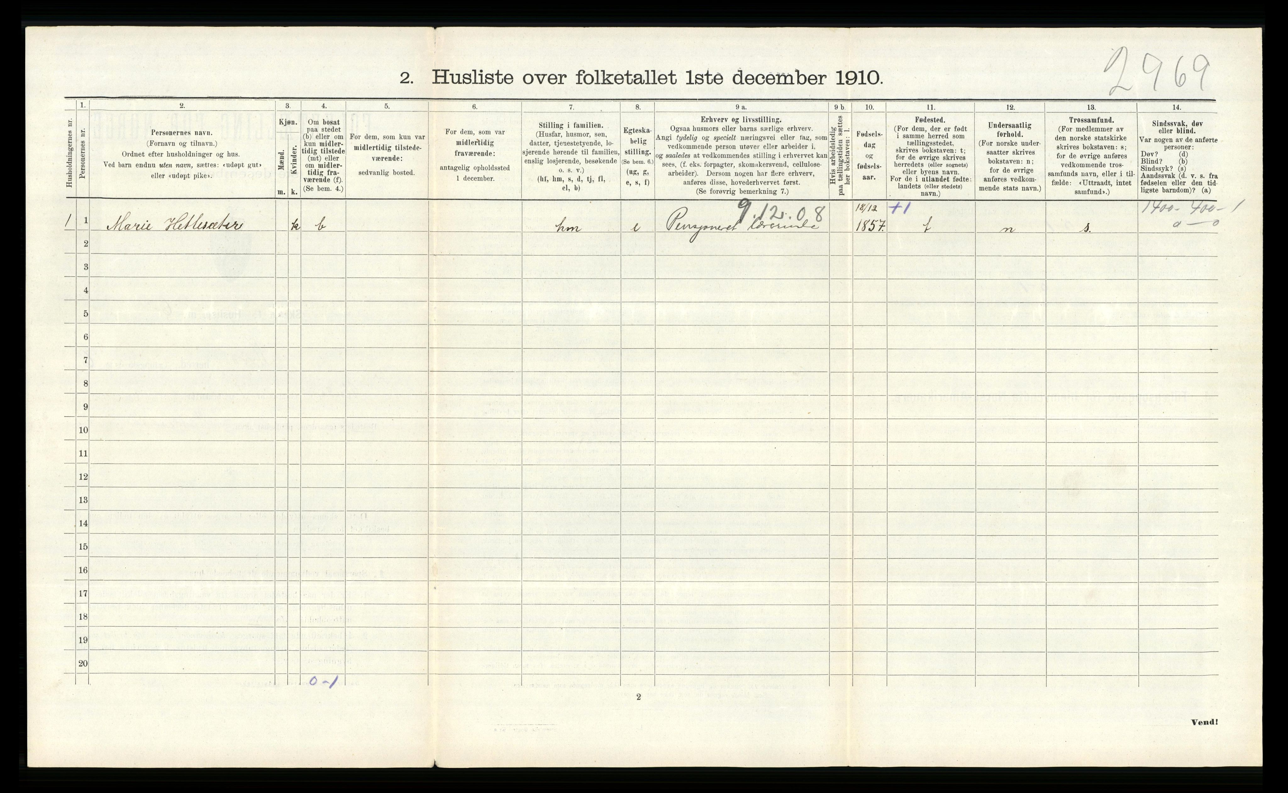 RA, 1910 census for Stord, 1910, p. 868