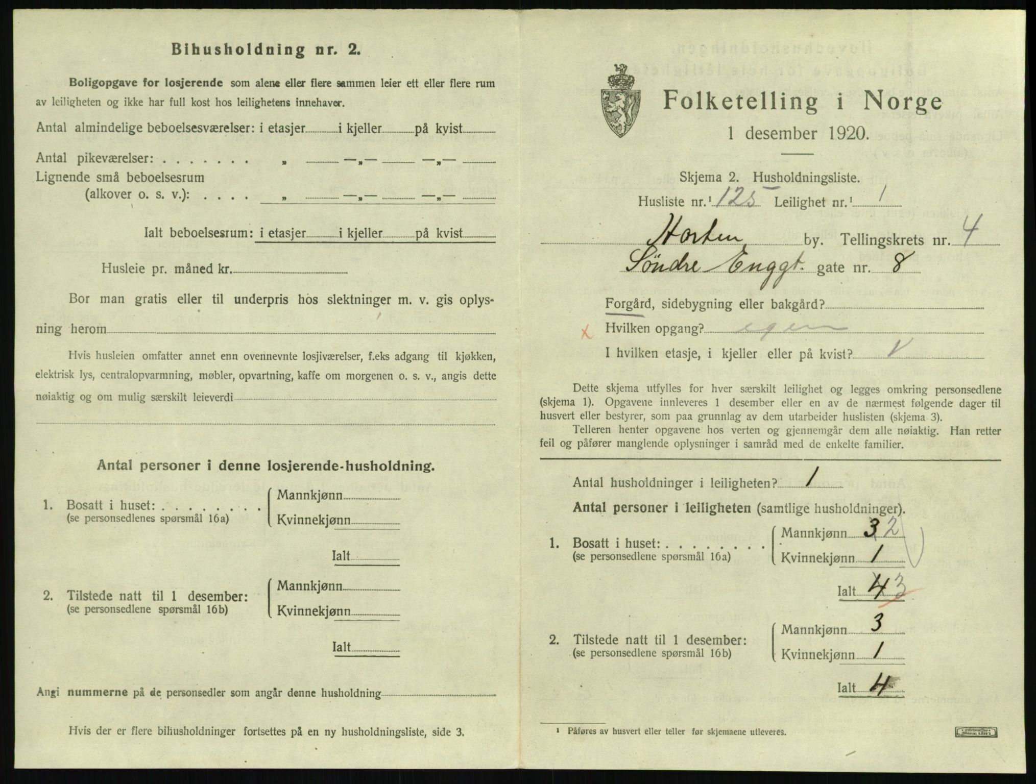 SAKO, 1920 census for Horten, 1920, p. 5471