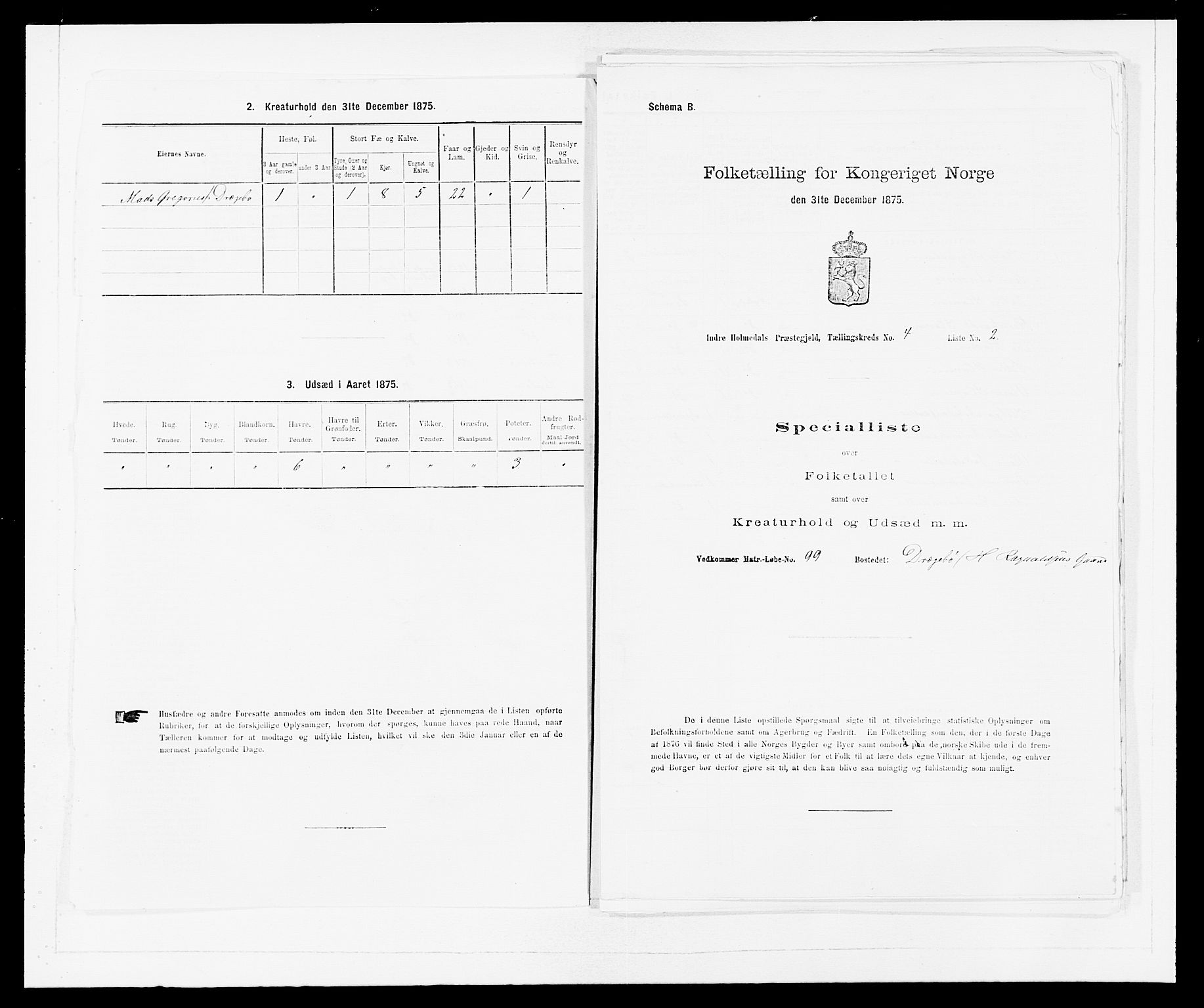 SAB, 1875 census for 1430P Indre Holmedal, 1875, p. 426