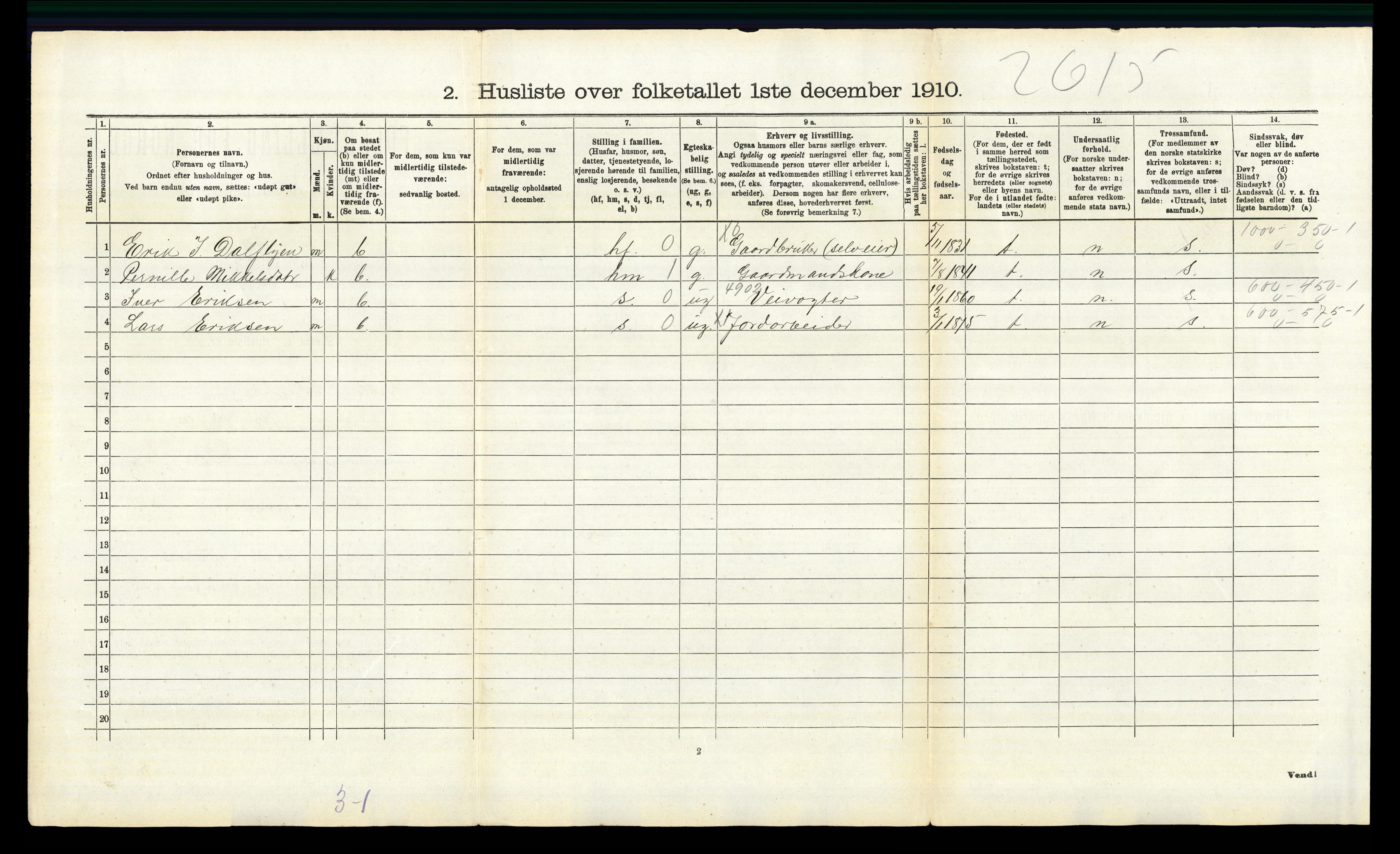 RA, 1910 census for Lille Elvedalen, 1910, p. 1266