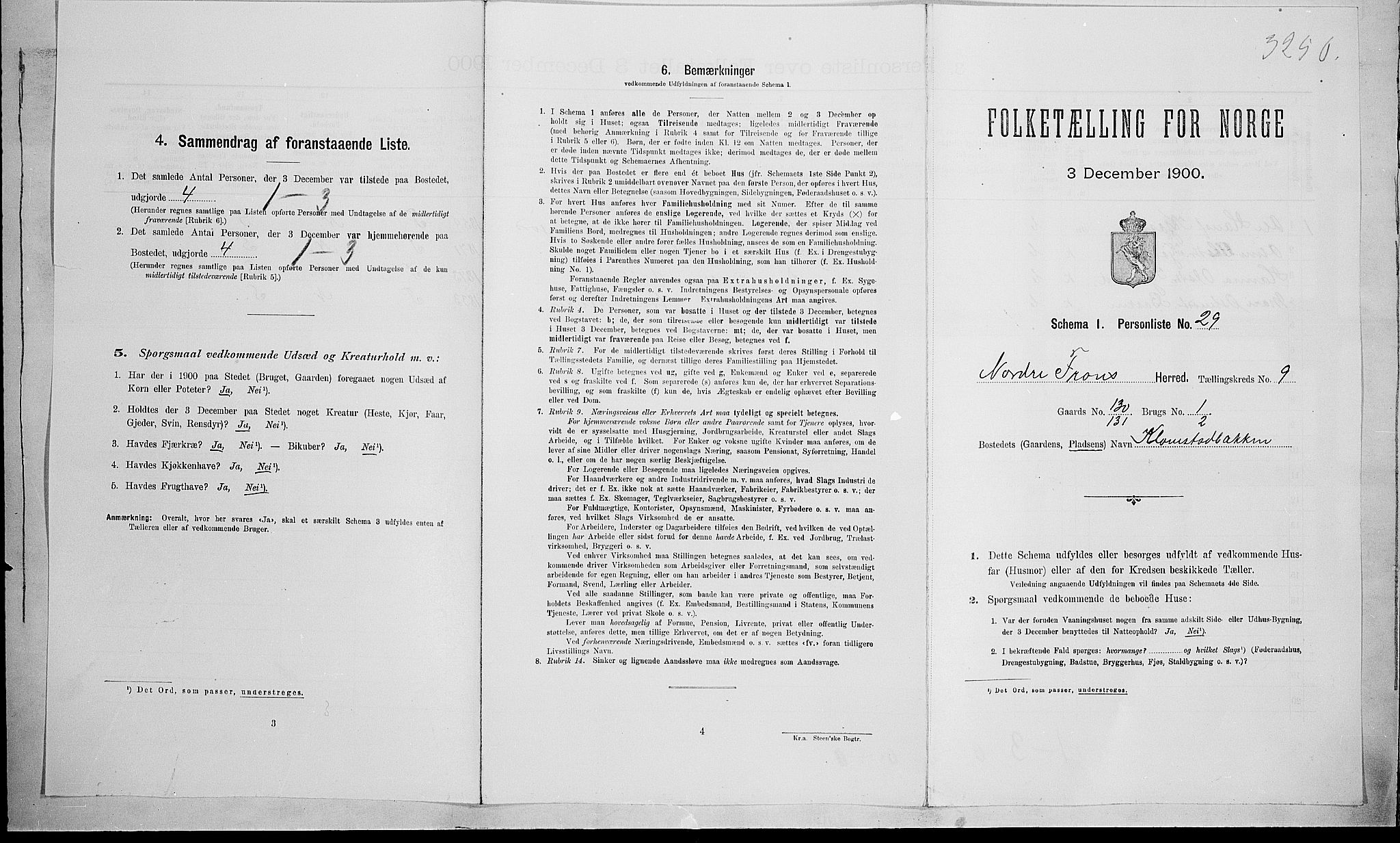 SAH, 1900 census for Nord-Fron, 1900, p. 1137