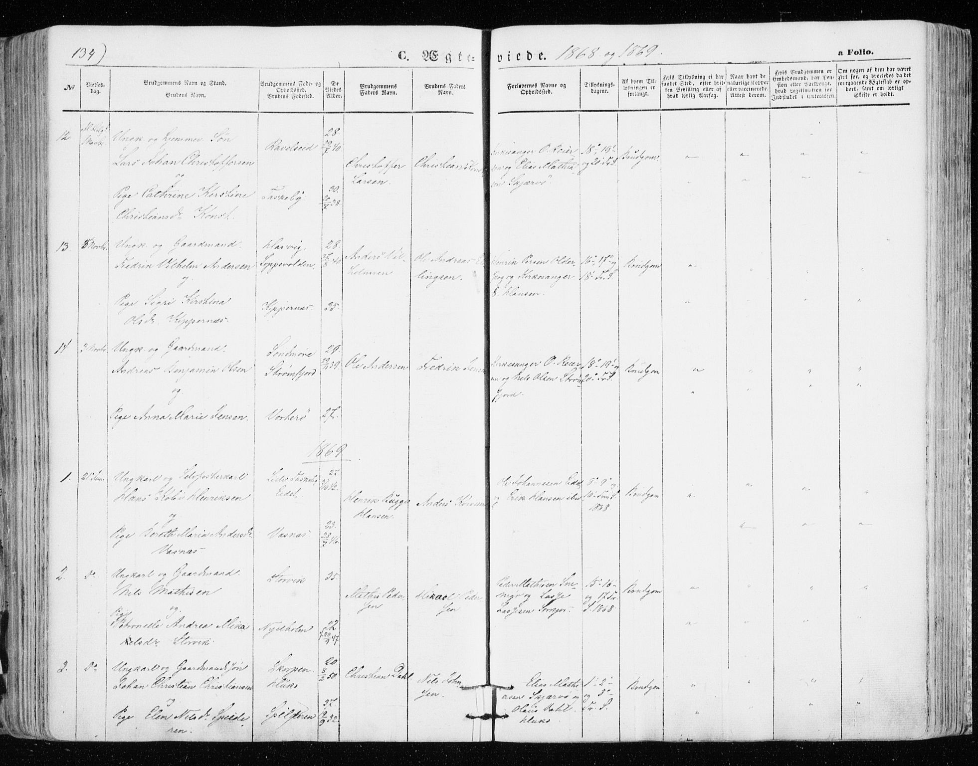 Skjervøy sokneprestkontor, SATØ/S-1300/H/Ha/Haa/L0007kirke: Parish register (official) no. 7, 1860-1870, p. 134