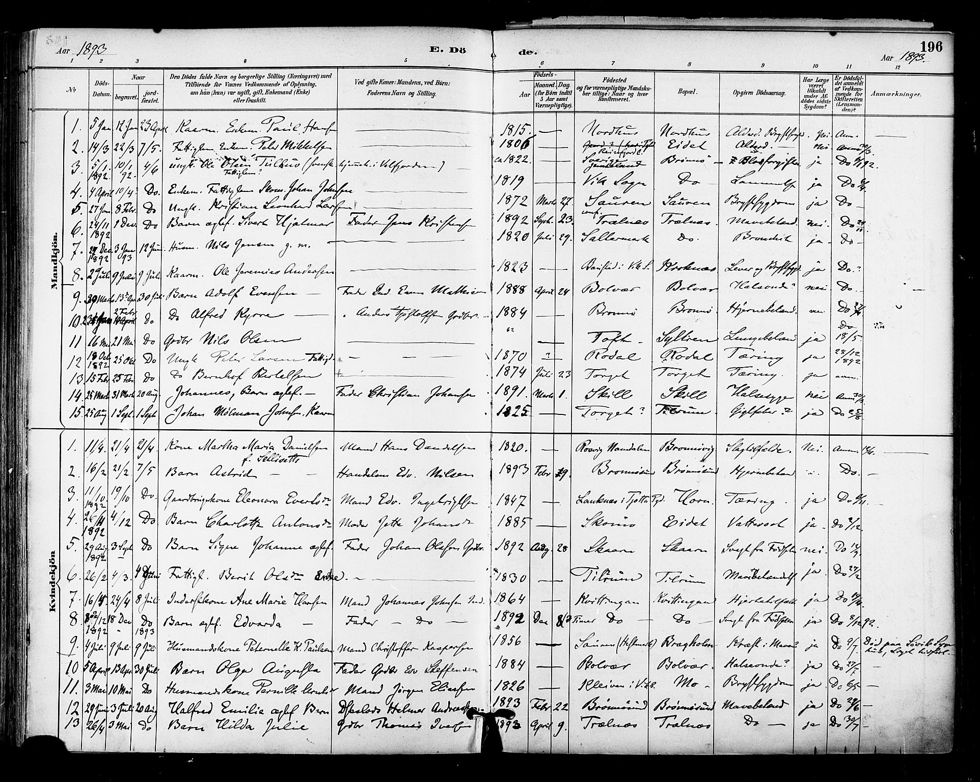 Ministerialprotokoller, klokkerbøker og fødselsregistre - Nordland, SAT/A-1459/813/L0200: Parish register (official) no. 813A10, 1886-1900, p. 196