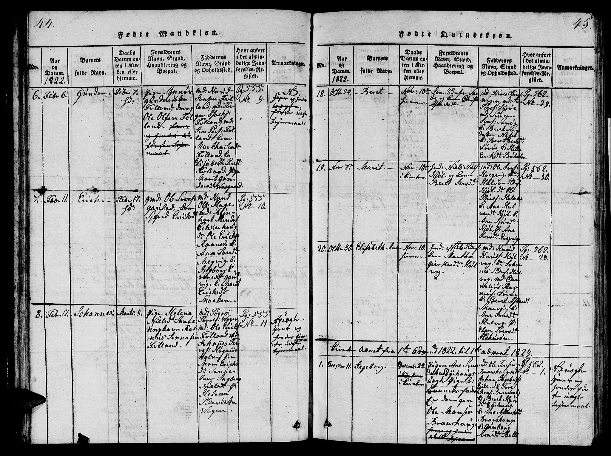 Ministerialprotokoller, klokkerbøker og fødselsregistre - Møre og Romsdal, AV/SAT-A-1454/570/L0831: Parish register (official) no. 570A05, 1819-1829, p. 44-45