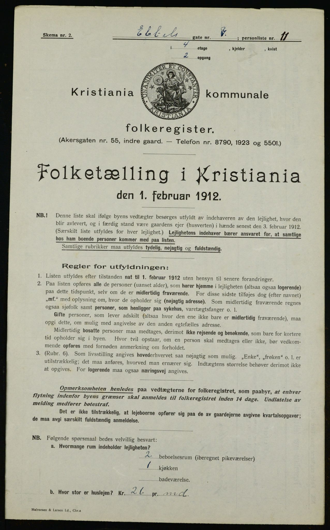 OBA, Municipal Census 1912 for Kristiania, 1912, p. 18115