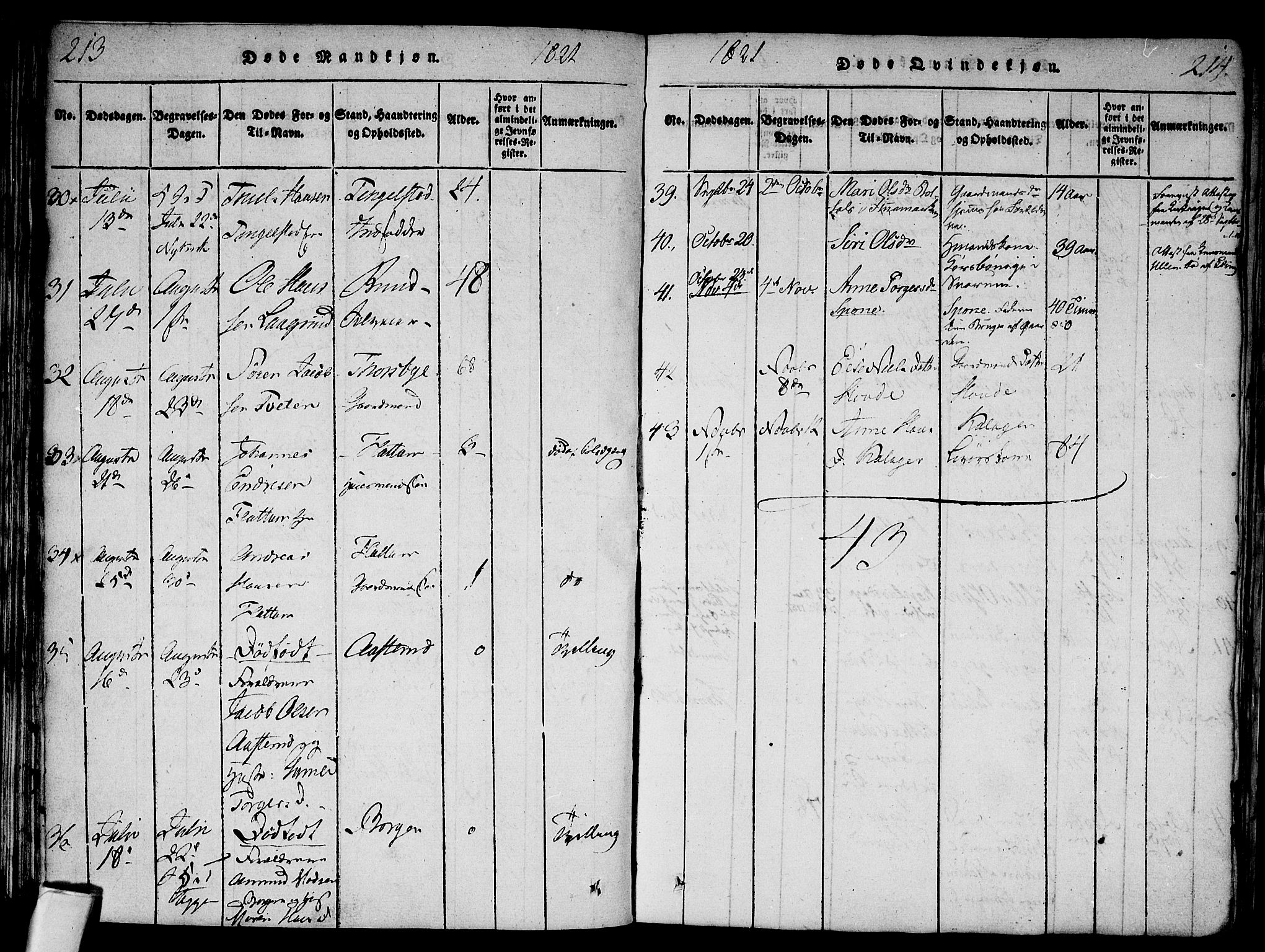 Modum kirkebøker, AV/SAKO-A-234/F/Fa/L0004: Parish register (official) no. 4, 1818-1824, p. 213-214