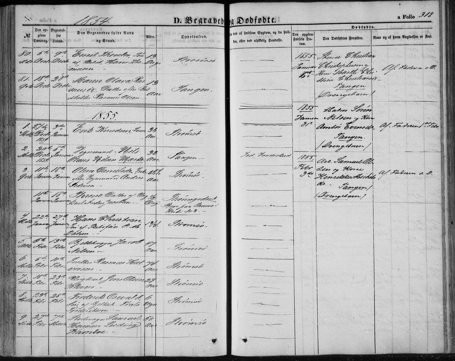 Strømsø kirkebøker, SAKO/A-246/F/Fa/L0014: Parish register (official) no. I 14, 1848-1858, p. 312
