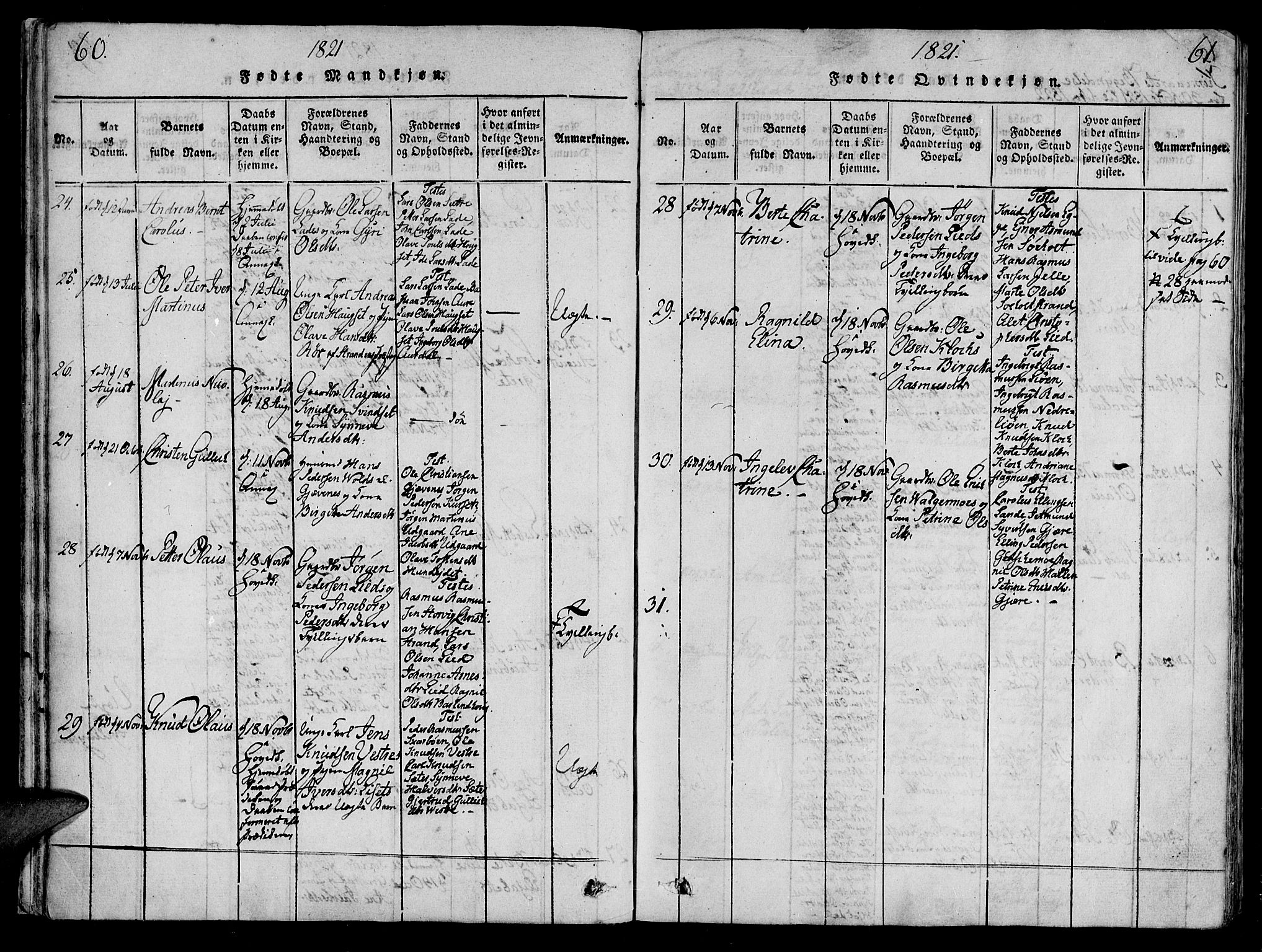 Ministerialprotokoller, klokkerbøker og fødselsregistre - Møre og Romsdal, AV/SAT-A-1454/522/L0310: Parish register (official) no. 522A05, 1816-1832, p. 60-61