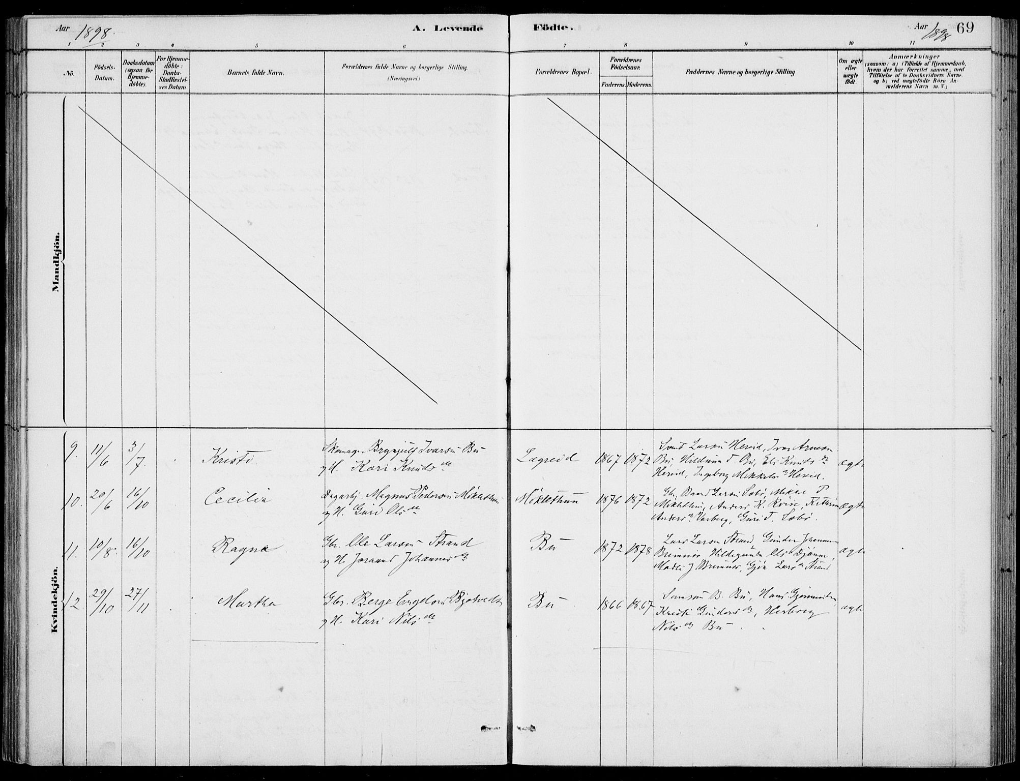 Ulvik sokneprestembete, AV/SAB-A-78801/H/Haa: Parish register (official) no. D  1, 1878-1903, p. 69