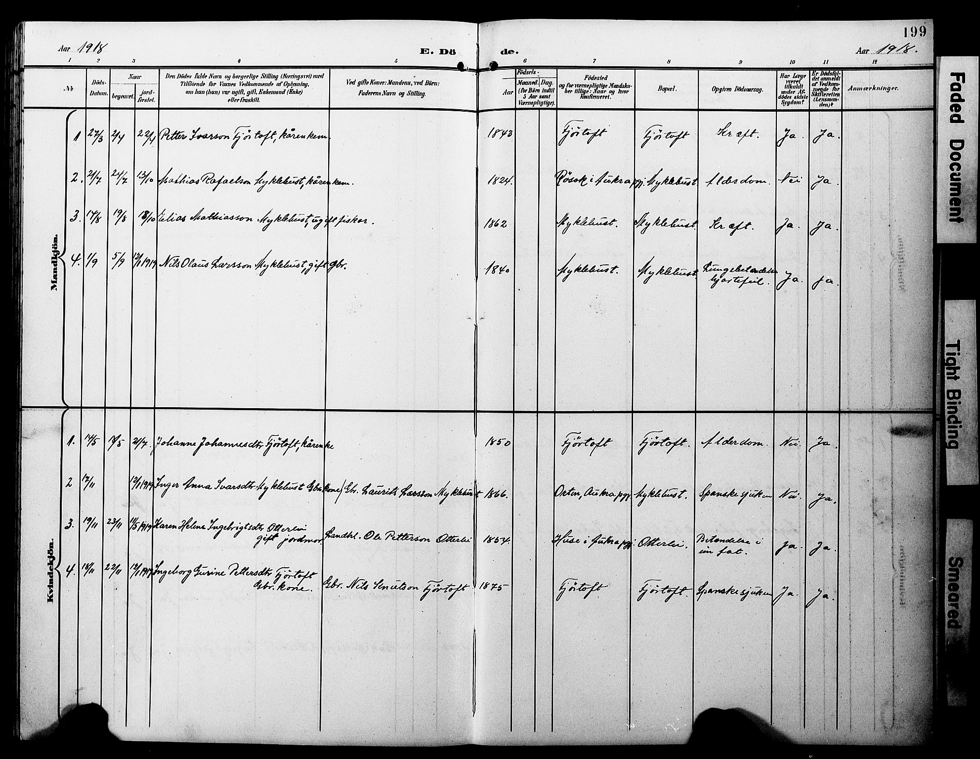 Ministerialprotokoller, klokkerbøker og fødselsregistre - Møre og Romsdal, AV/SAT-A-1454/538/L0524: Parish register (copy) no. 538C02, 1901-1931, p. 199