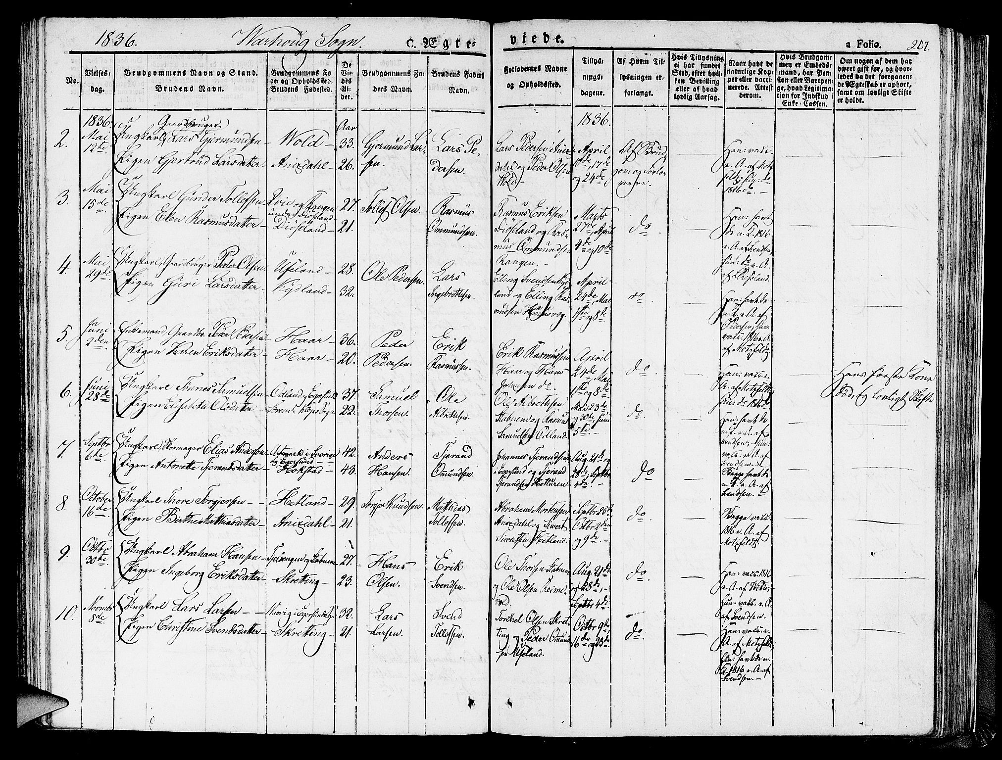 Hå sokneprestkontor, AV/SAST-A-101801/001/30BA/L0004: Parish register (official) no. A 4.1 /2, 1826-1841, p. 207