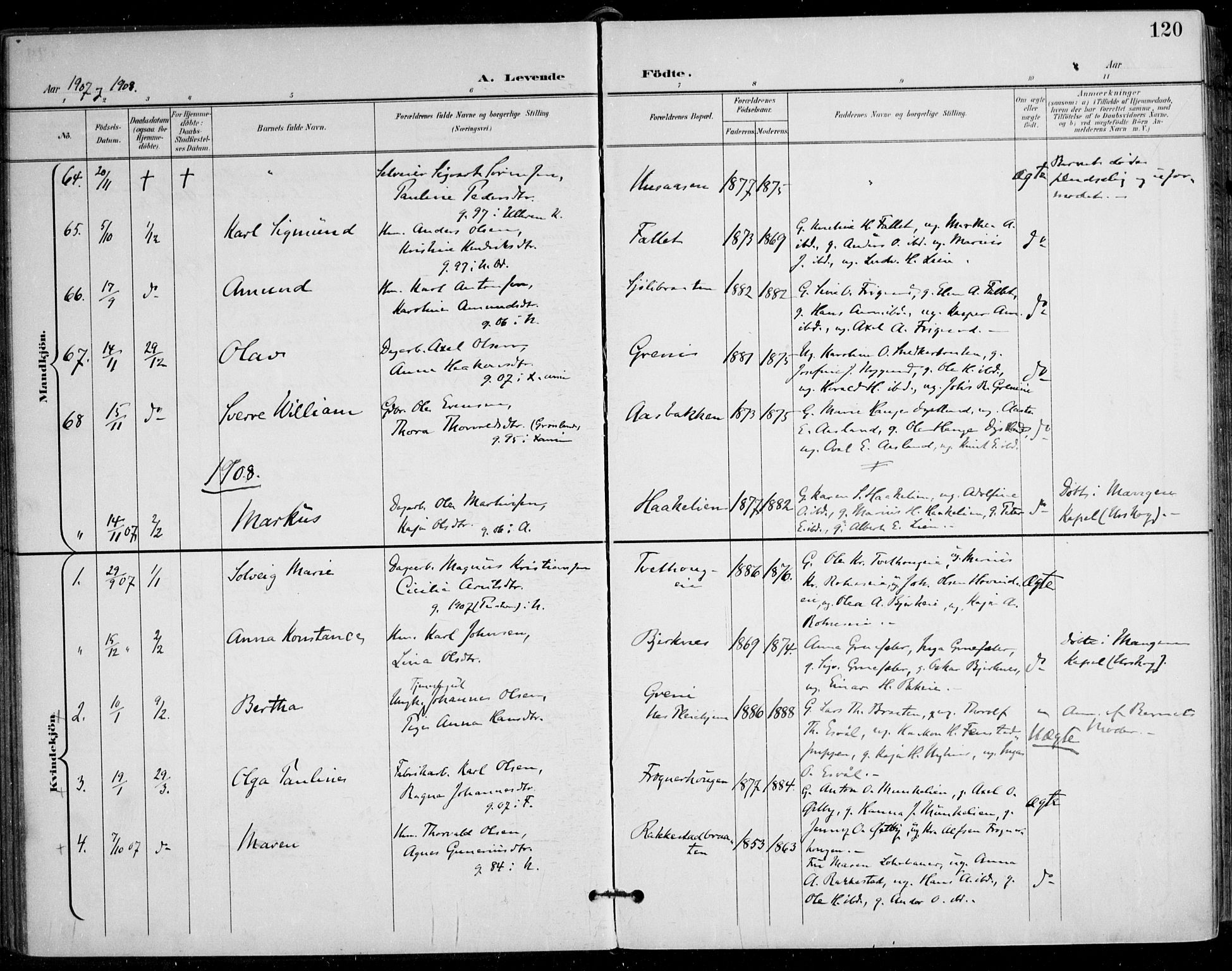 Nes prestekontor Kirkebøker, AV/SAO-A-10410/F/Fa/L0011: Parish register (official) no. I 11, 1899-1918, p. 120