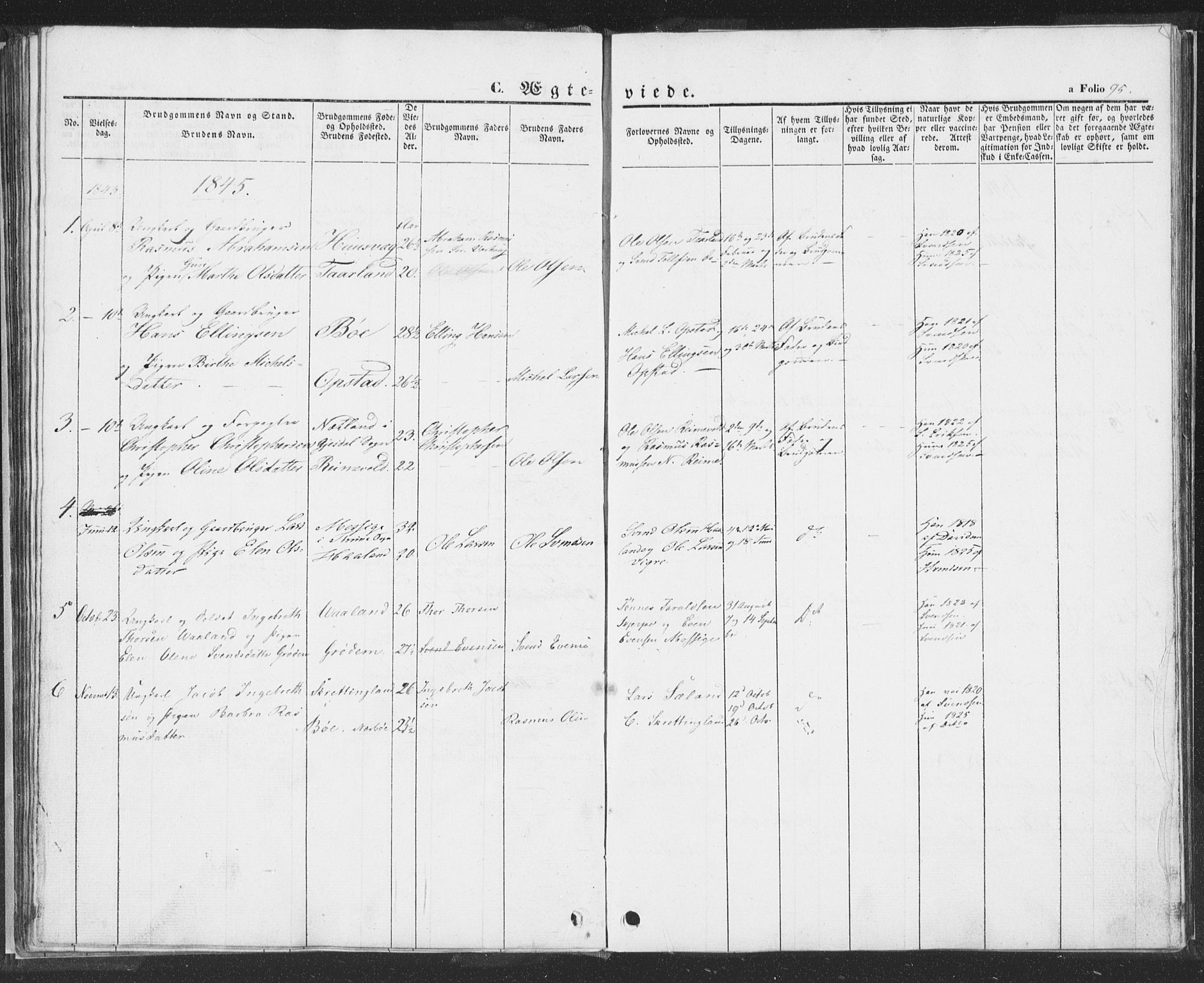 Hå sokneprestkontor, AV/SAST-A-101801/001/30BA/L0006: Parish register (official) no. A 5, 1842-1853, p. 95