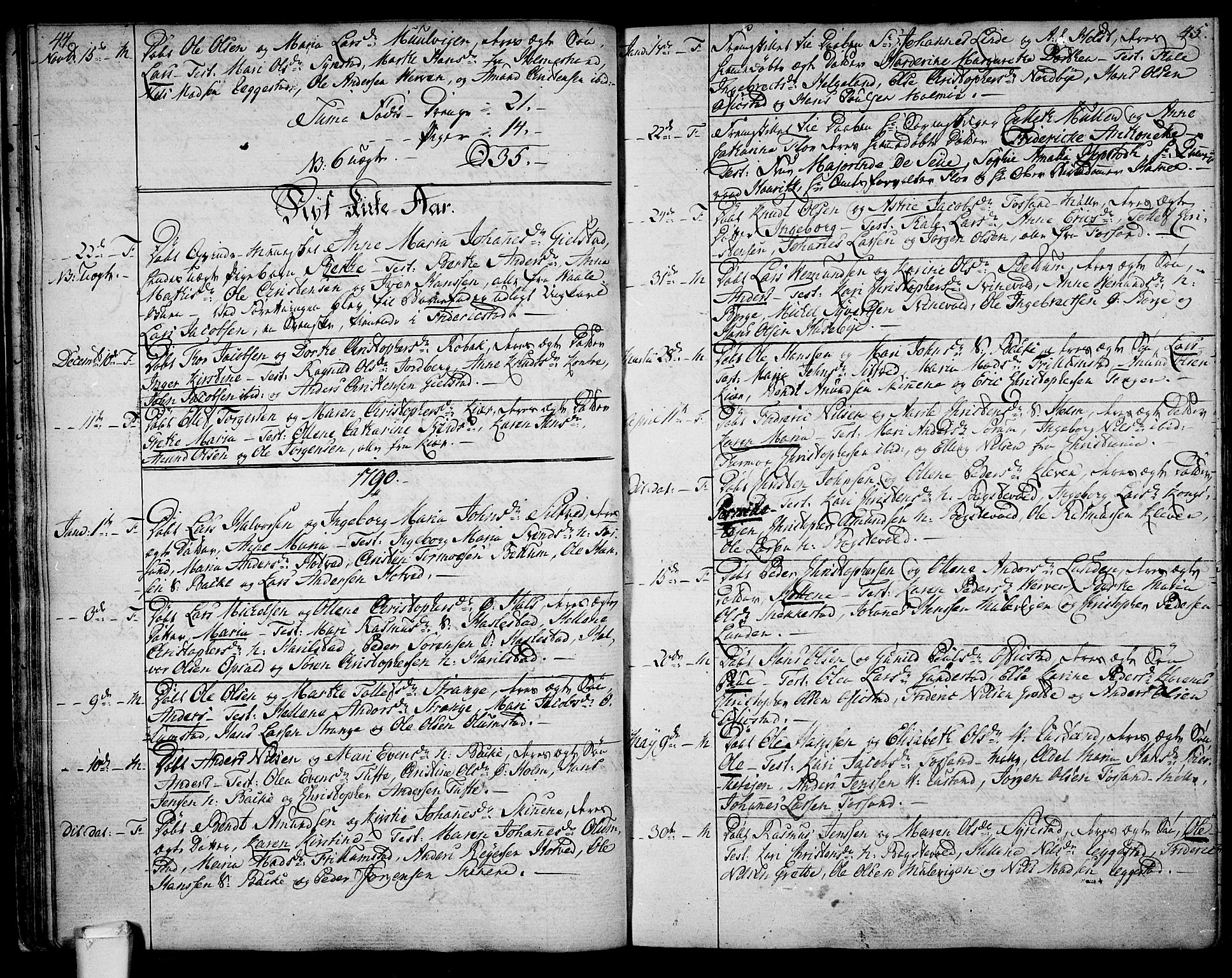 Våle kirkebøker, AV/SAKO-A-334/F/Fa/L0005: Parish register (official) no. I 5, 1773-1808, p. 44-45