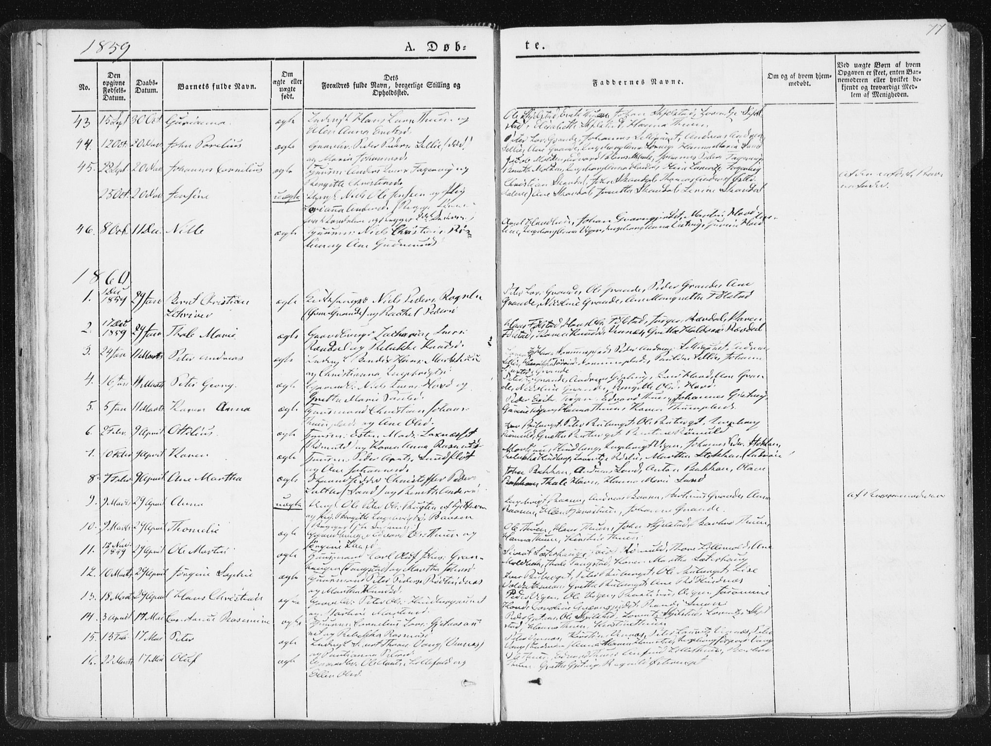 Ministerialprotokoller, klokkerbøker og fødselsregistre - Nord-Trøndelag, SAT/A-1458/744/L0418: Parish register (official) no. 744A02, 1843-1866, p. 77