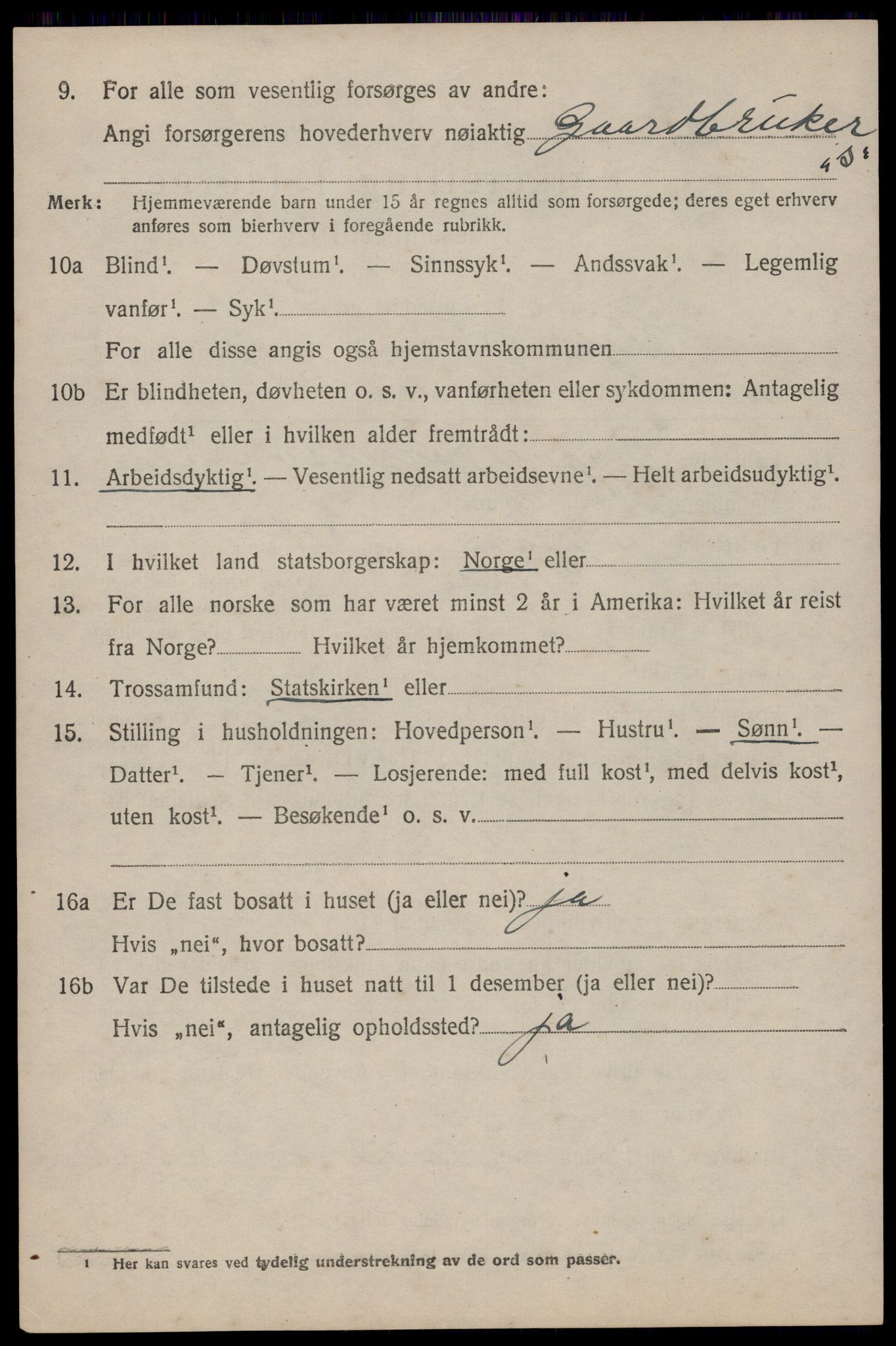 SAST, 1920 census for Klepp, 1920, p. 6963