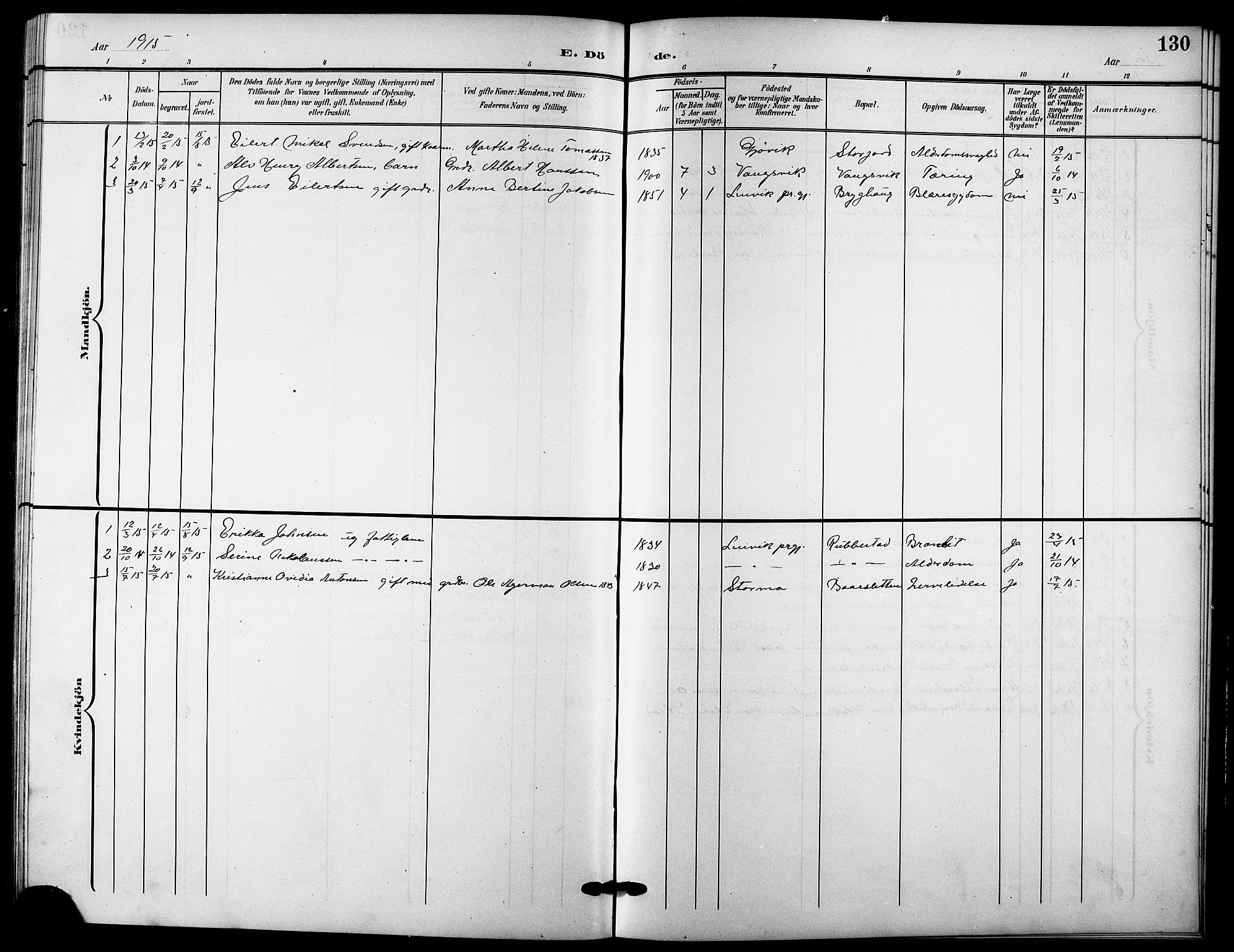 Tranøy sokneprestkontor, SATØ/S-1313/I/Ia/Iab/L0005klokker: Parish register (copy) no. 5, 1902-1919, p. 130