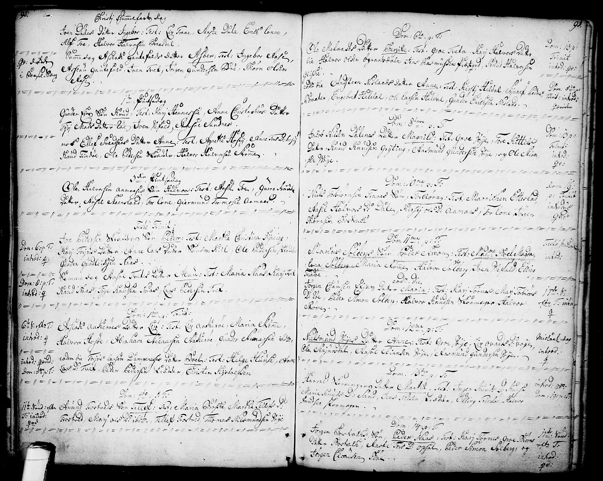 Drangedal kirkebøker, AV/SAKO-A-258/F/Fa/L0001: Parish register (official) no. 1, 1697-1767, p. 92-93