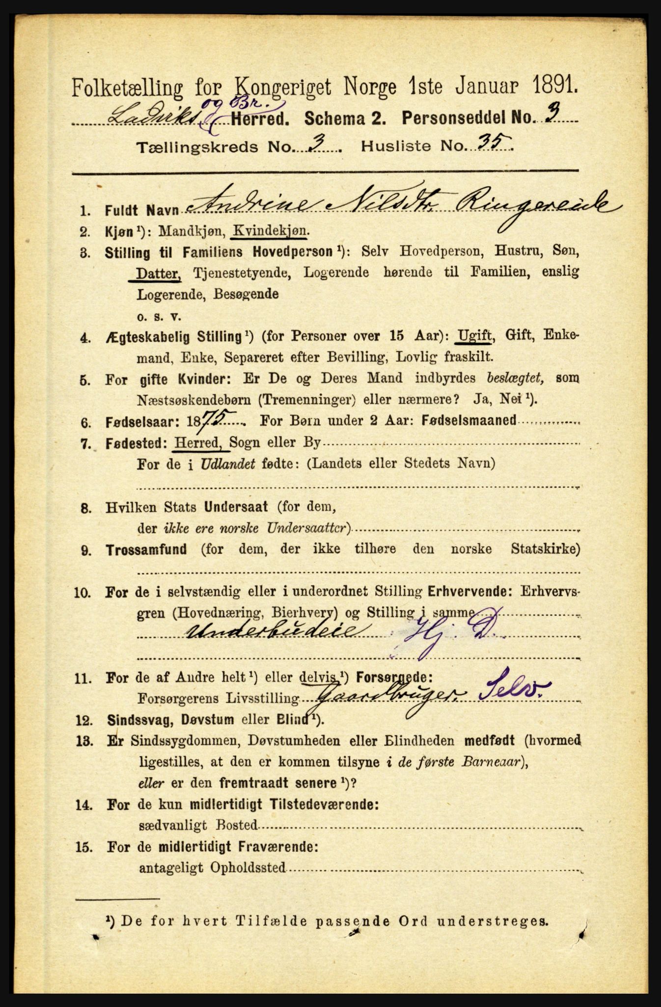 RA, 1891 census for 1415 Lavik og Brekke, 1891, p. 706