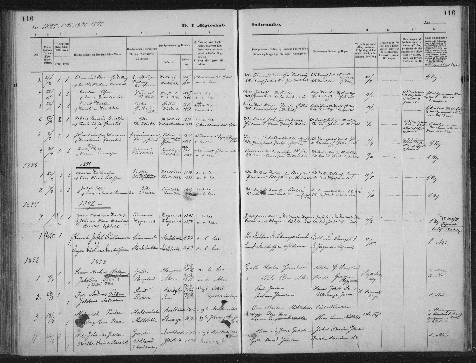 Kopervik sokneprestkontor, AV/SAST-A-101850/H/Ha/Haa/L0002: Parish register (official) no. A 2, 1880-1912, p. 116