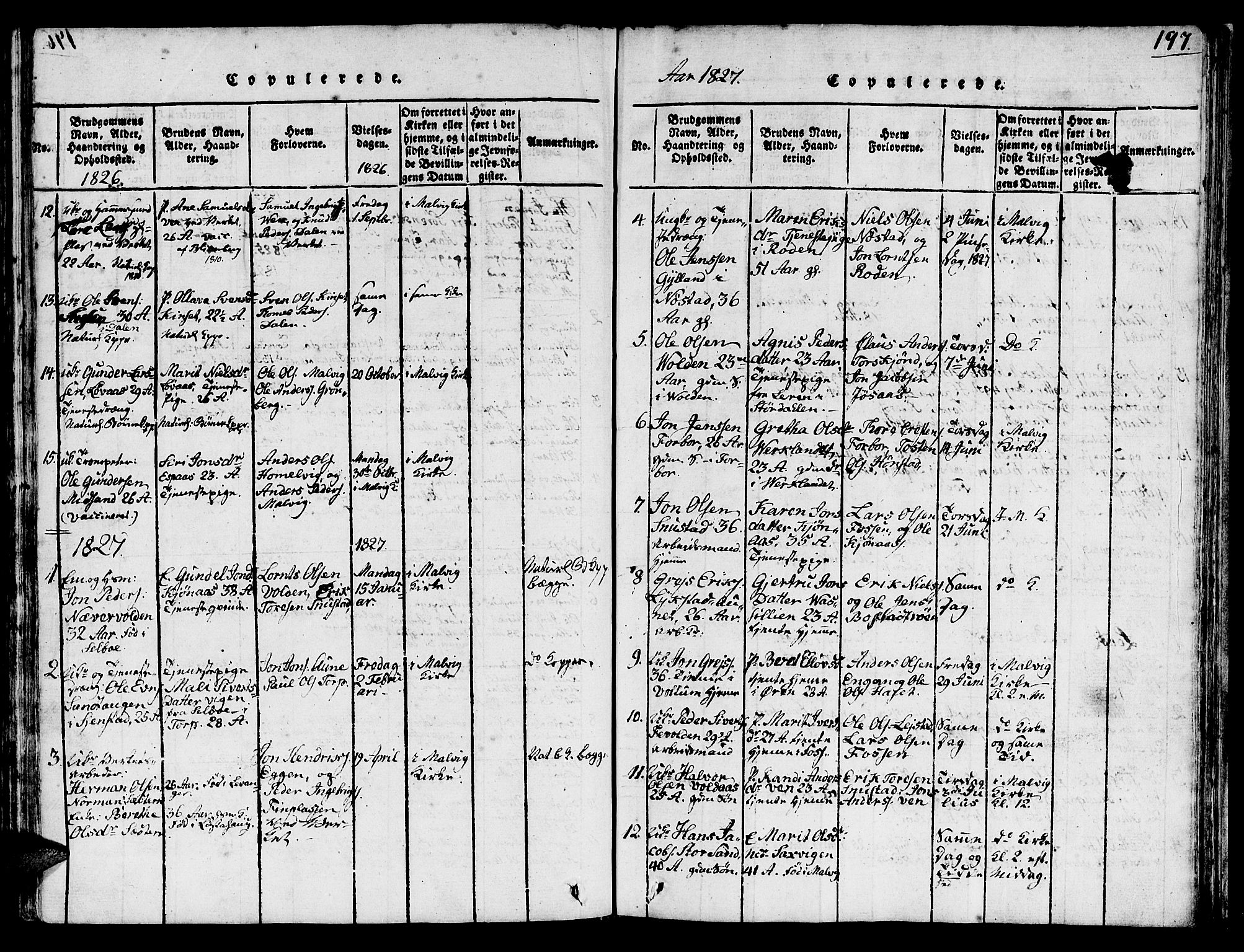 Ministerialprotokoller, klokkerbøker og fødselsregistre - Sør-Trøndelag, AV/SAT-A-1456/616/L0420: Parish register (copy) no. 616C03, 1817-1835, p. 197