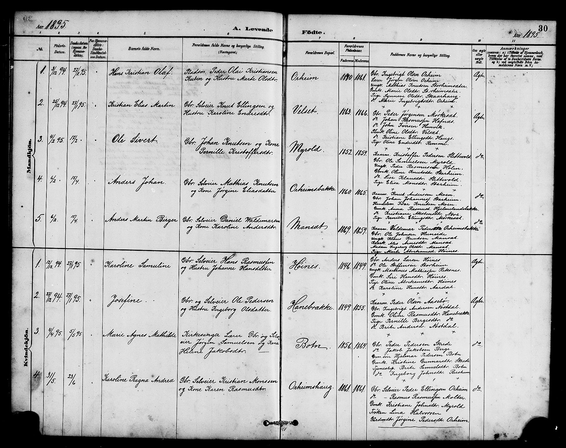 Eid sokneprestembete, SAB/A-82301/H/Hab/Habc/L0002: Parish register (copy) no. C 2, 1887-1906, p. 30