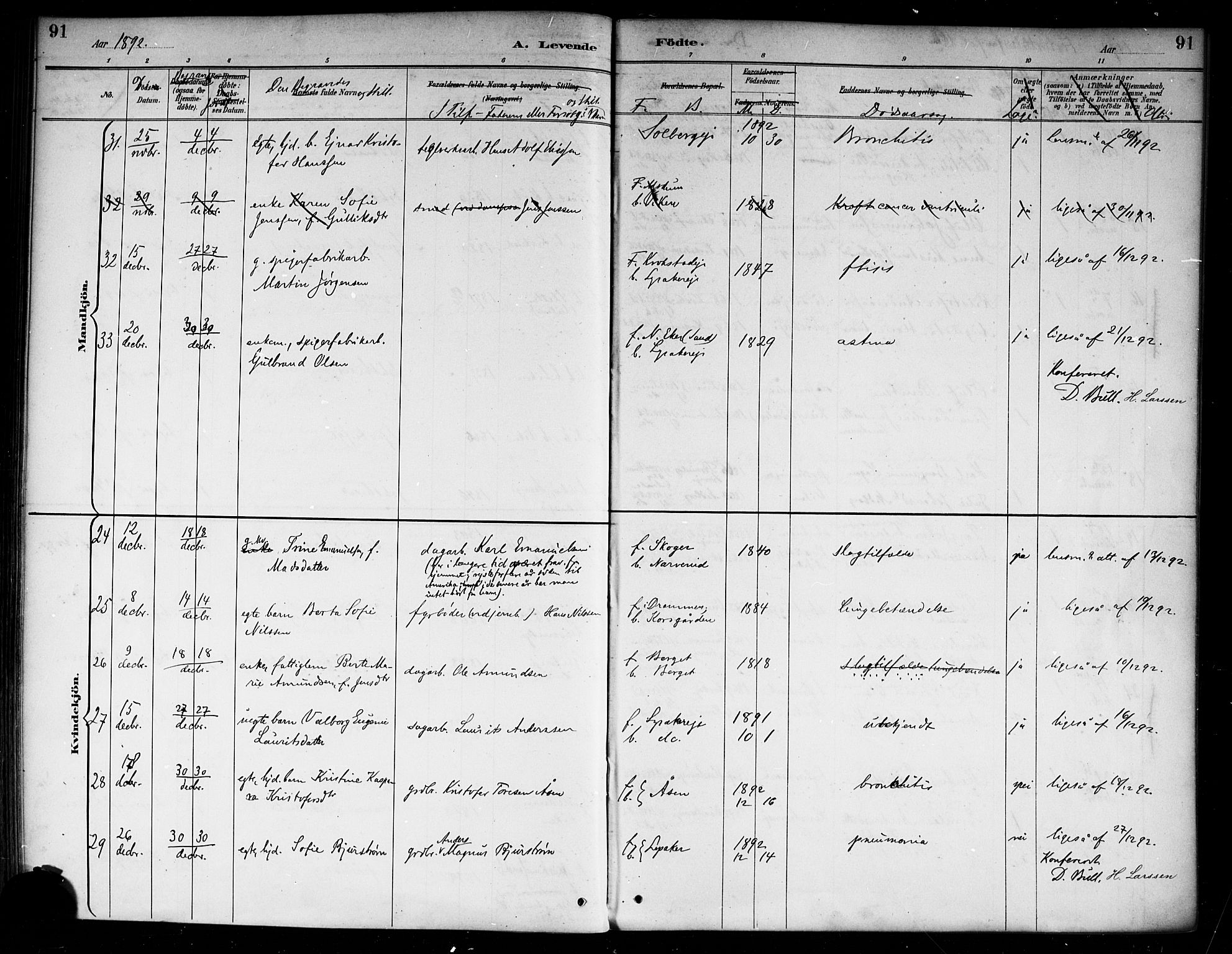 Nedre Eiker kirkebøker, AV/SAKO-A-612/F/Fa/L0003: Parish register (official) no. 3, 1885-1892, p. 91