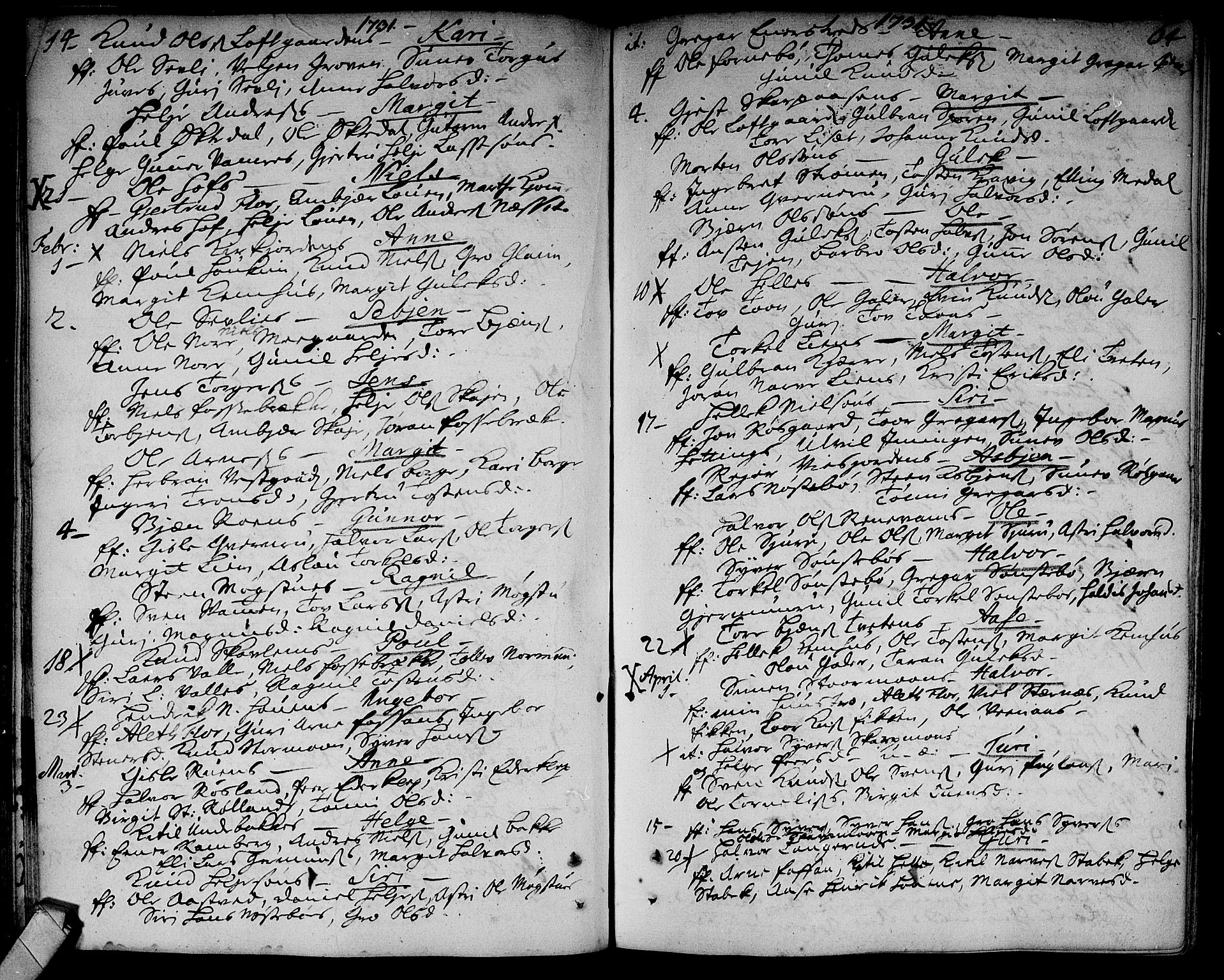 Rollag kirkebøker, SAKO/A-240/F/Fa/L0002: Parish register (official) no. I 2, 1714-1742, p. 64