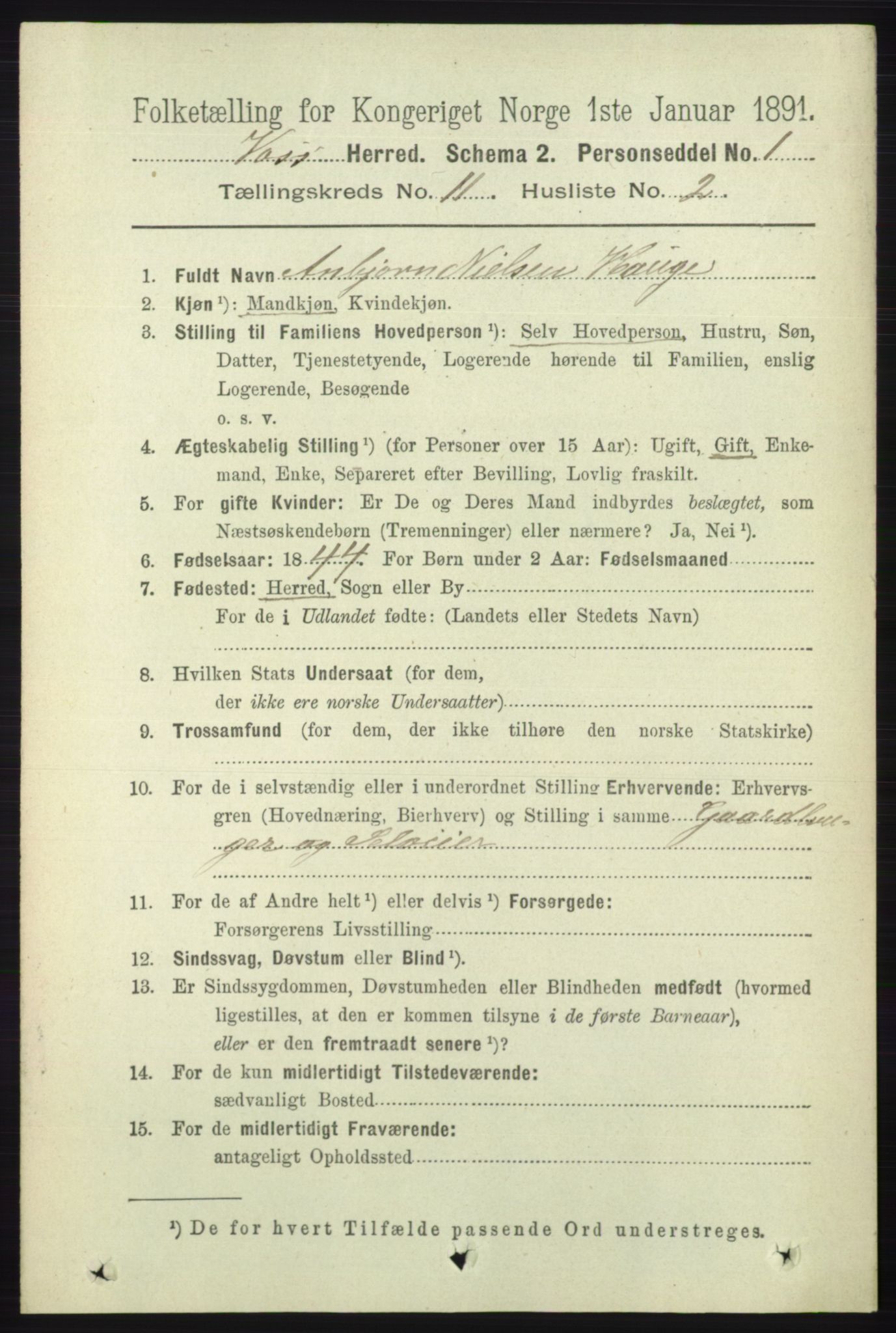 RA, 1891 census for 1235 Voss, 1891, p. 5837