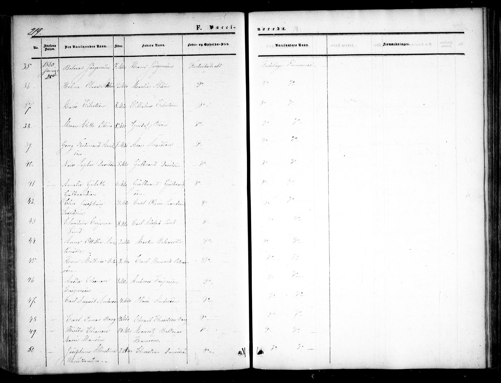 Halden prestekontor Kirkebøker, AV/SAO-A-10909/F/Fa/L0008: Parish register (official) no. I 8, 1857-1865, p. 219