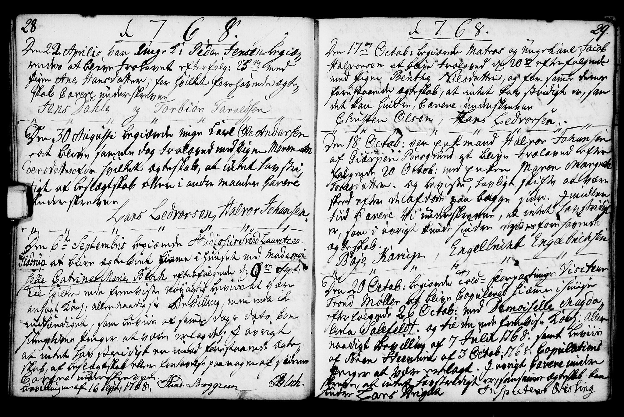 Porsgrunn kirkebøker , SAKO/A-104/F/Fa/L0003: Parish register (official) no. 3, 1764-1814, p. 28-29